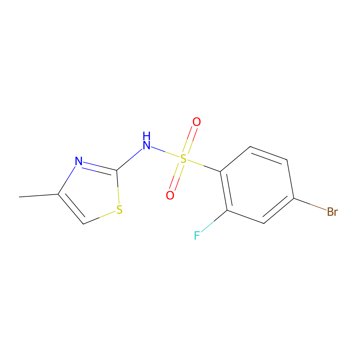 4-Bromo-2-fluoro-N-(4-methylthiazol-2-yl)benzenesulfonamide molecular structure, CAS 1771023-86-9