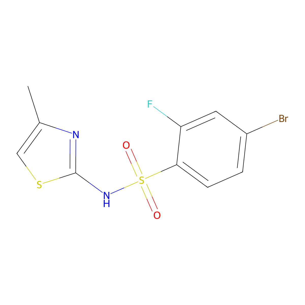 4-Bromo-2-fluoro-N-(4-methylthiazol-2-yl)benzenesulfonamide molecular structure, CAS 1771023-86-9