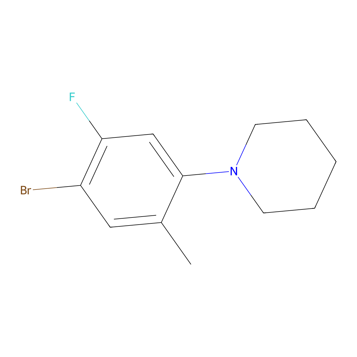 1-(4-Bromo-5-fluoro-2-methylphenyl)piperidine molecular structure, CAS 1771110-70-3