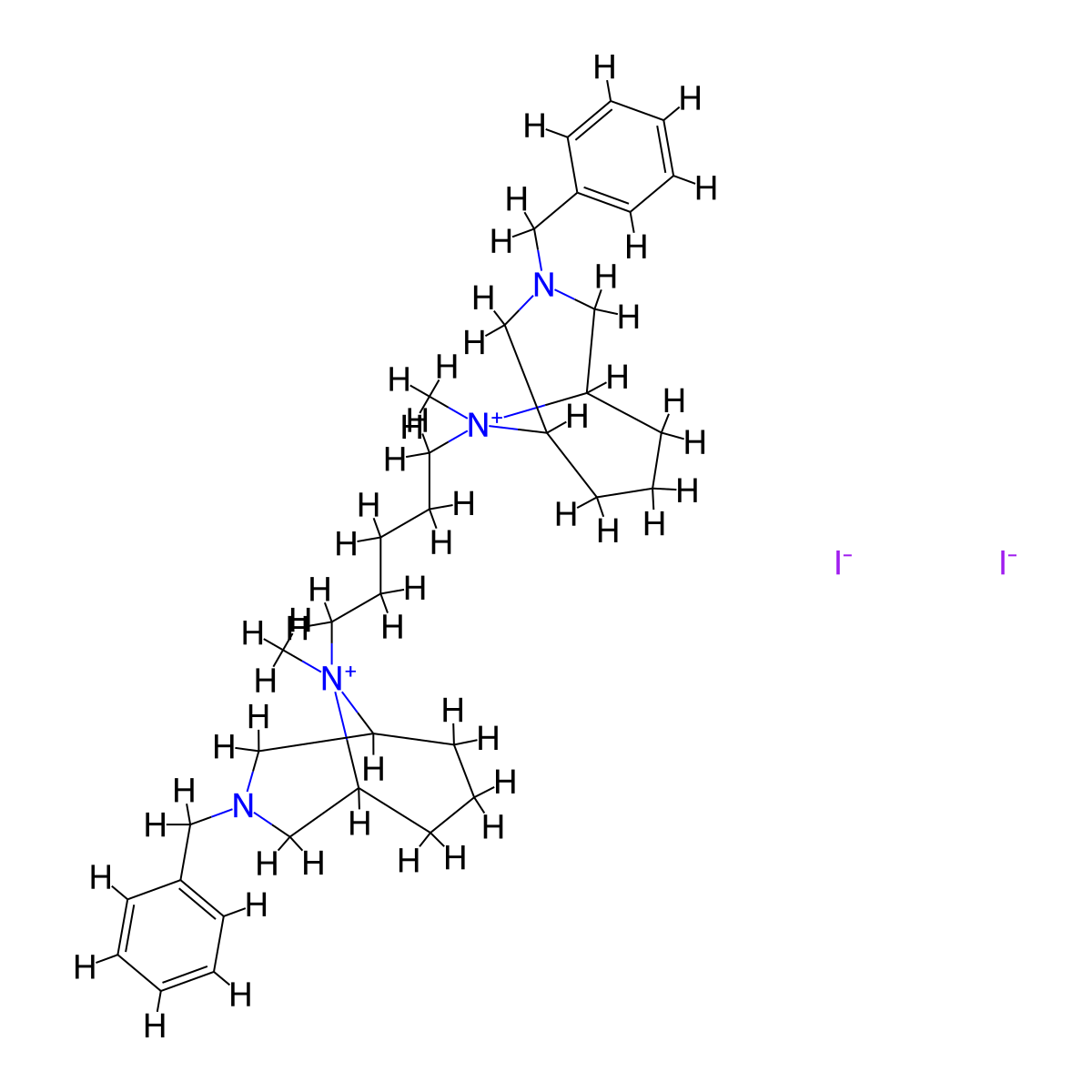 3-Aza-9-azoniabicyclo(3.3.1)nonane, 9,9'-pentamethylenebis(3-benzyl-9-methyl-, diiodide molecular structure, CAS 17713-11-0