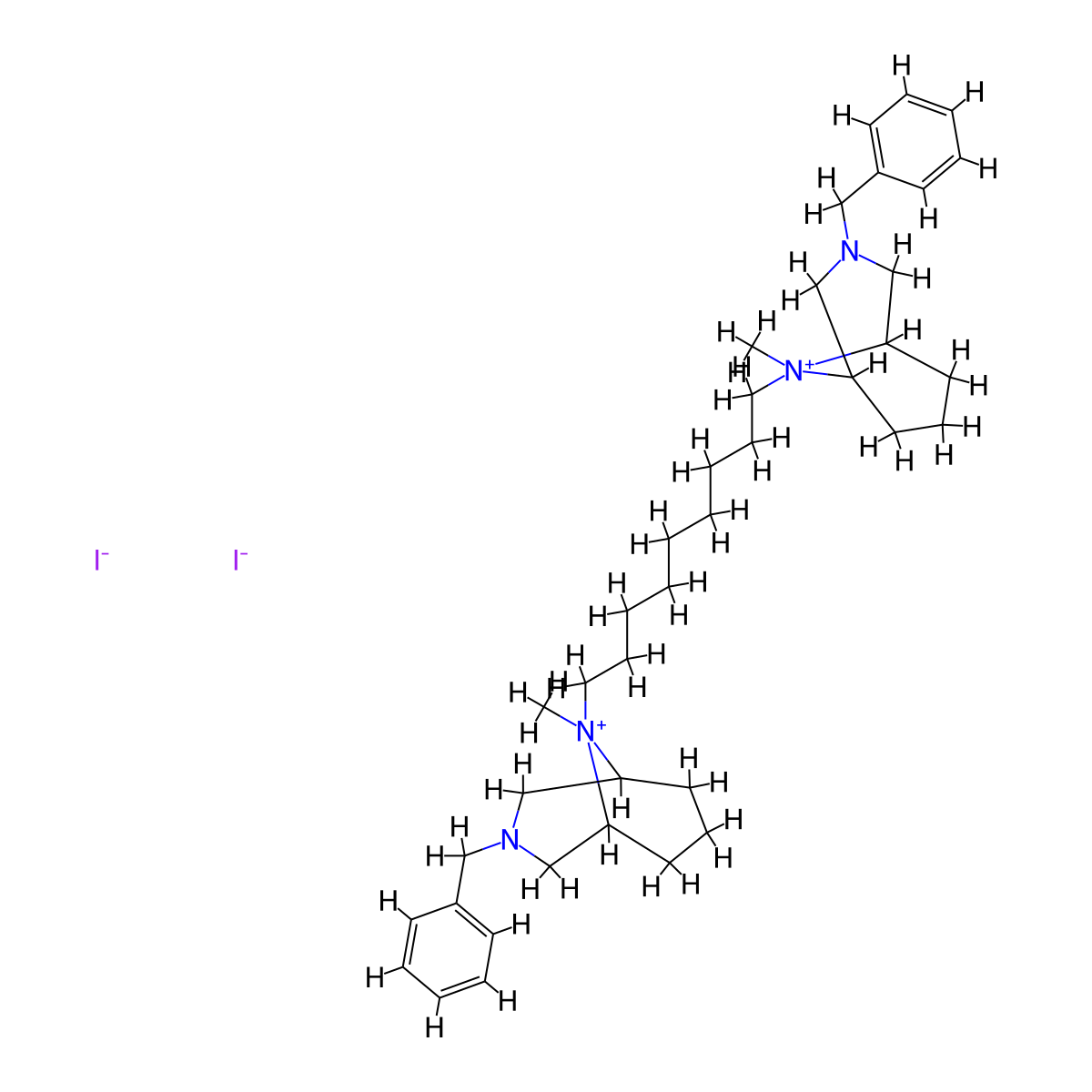 3-Aza-9-azoniabicyclo(3.3.1)nonane, 9,9'-nonamethylenebis(3-benzyl-9-methyl-, diiodide molecular structure, CAS 17713-14-3