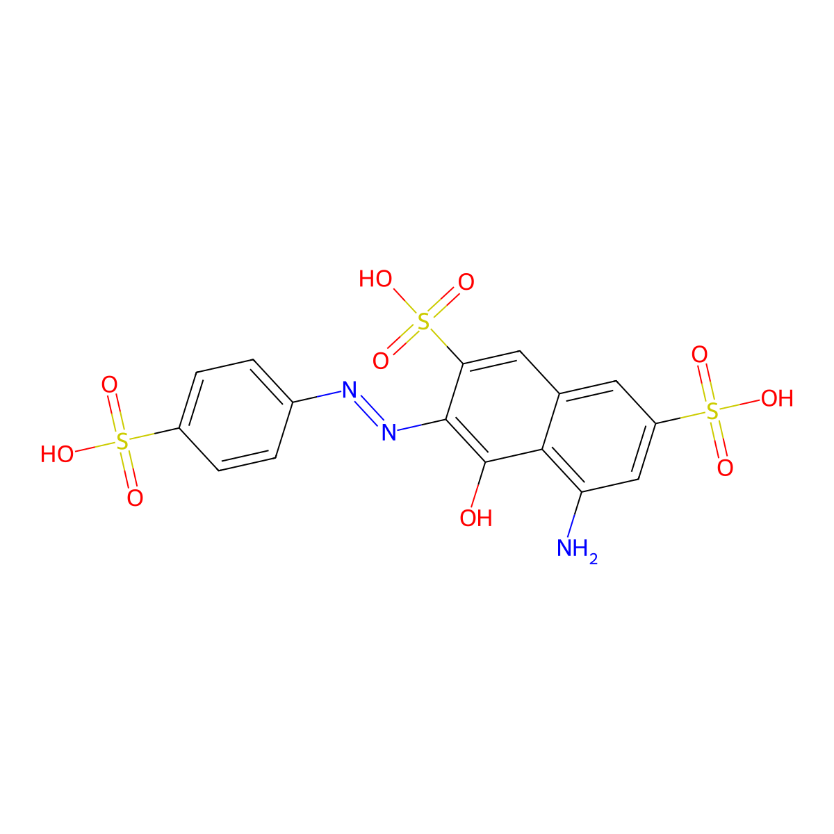 5-Amino-4-hydroxy-3-((4-sulfonatophenyl)diazenyl)naphthalene-2,7-disulfonate molecular structure, CAS 17716-41-5