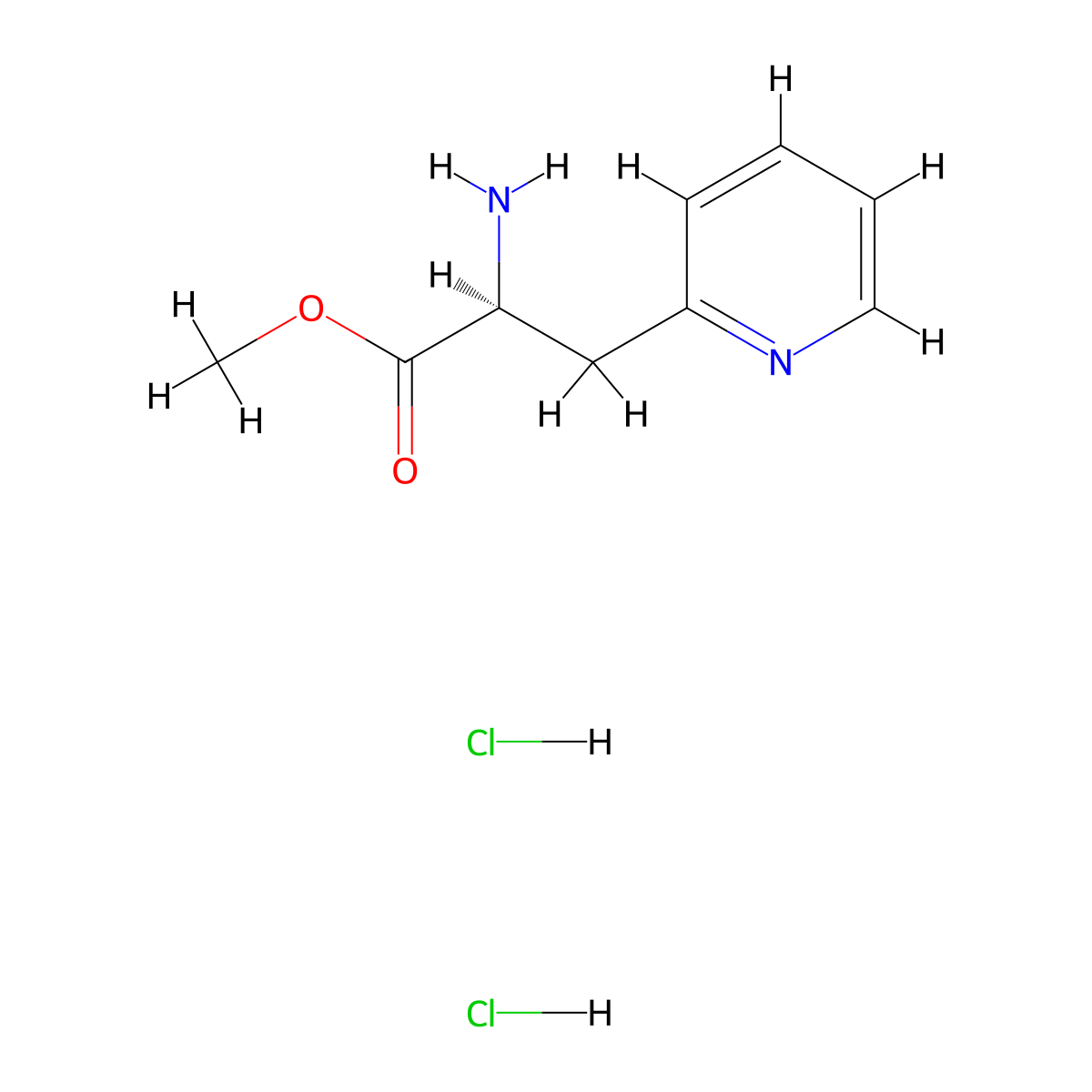 Methyl (S)-2-amino-3-(pyridin-2-yl)propanoate dihydrochloride molecular structure, CAS 177164-50-0