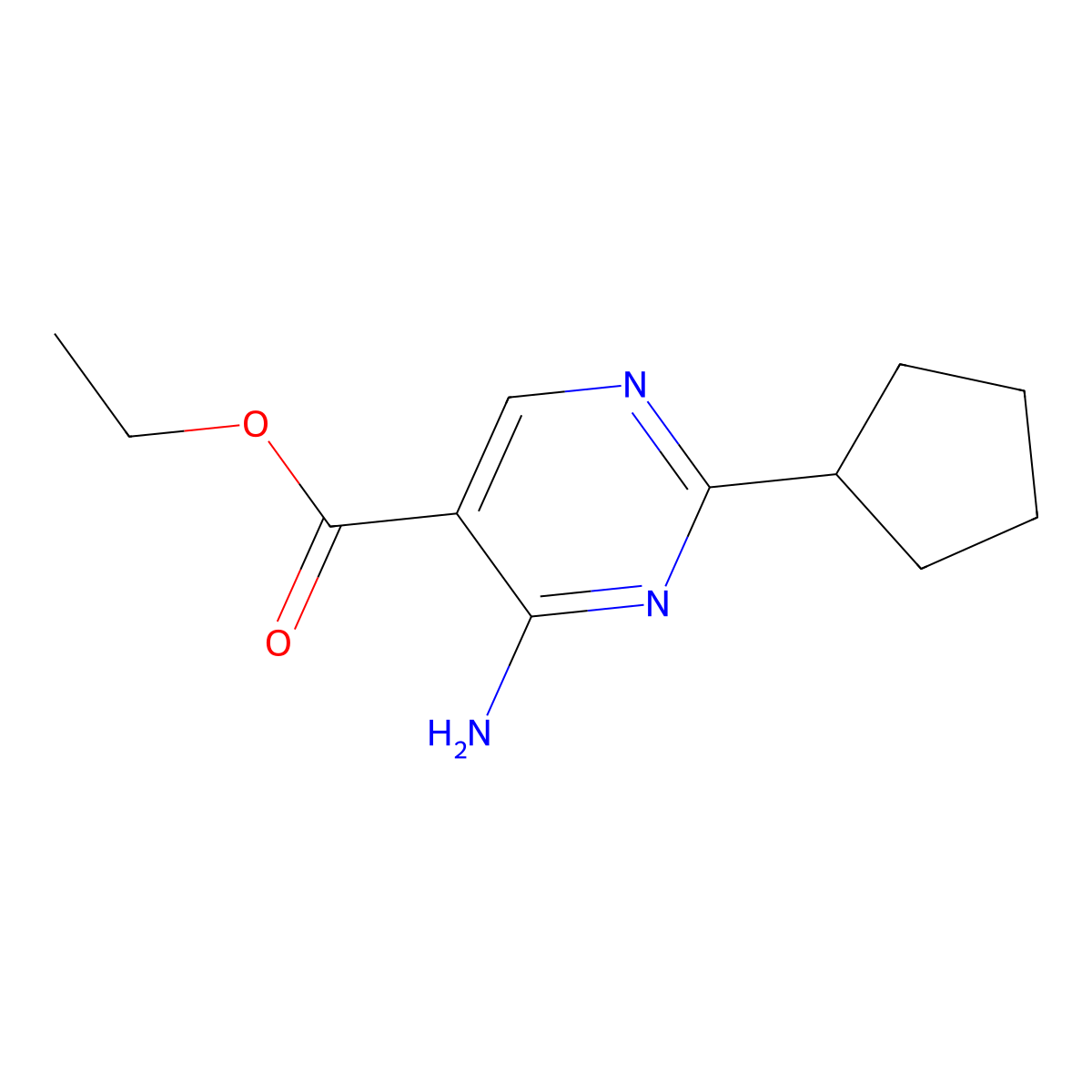 Ethyl 4-amino-2-cyclopentylpyrimidine-5-carboxylate molecular structure, CAS 1771653-21-4