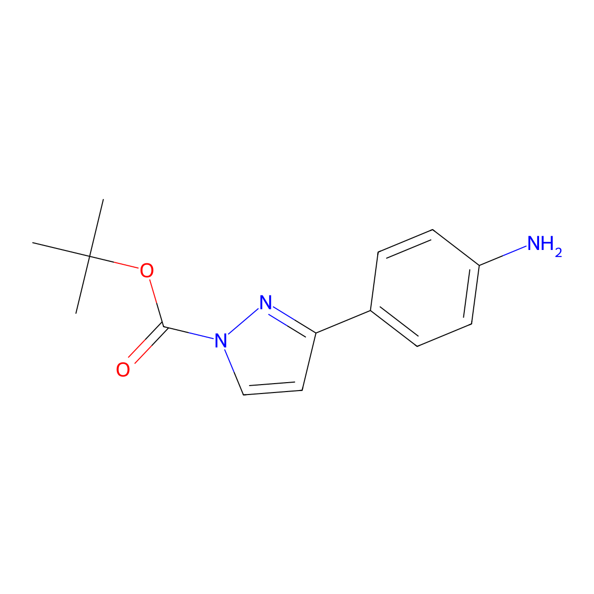 tert-Butyl 3-(4-aminophenyl)-1H-pyrazole-1-carboxylate molecular structure, CAS 1771700-81-2