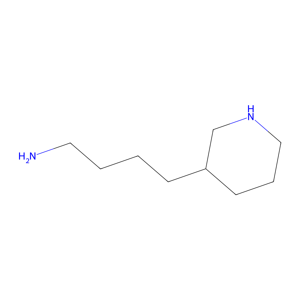 3-Piperidinebutanamine molecular structure, CAS 1772-29-8
