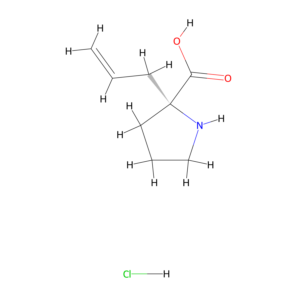 (R)-alpha-Allyl-proline hydrochloride molecular structure, CAS 177206-69-8