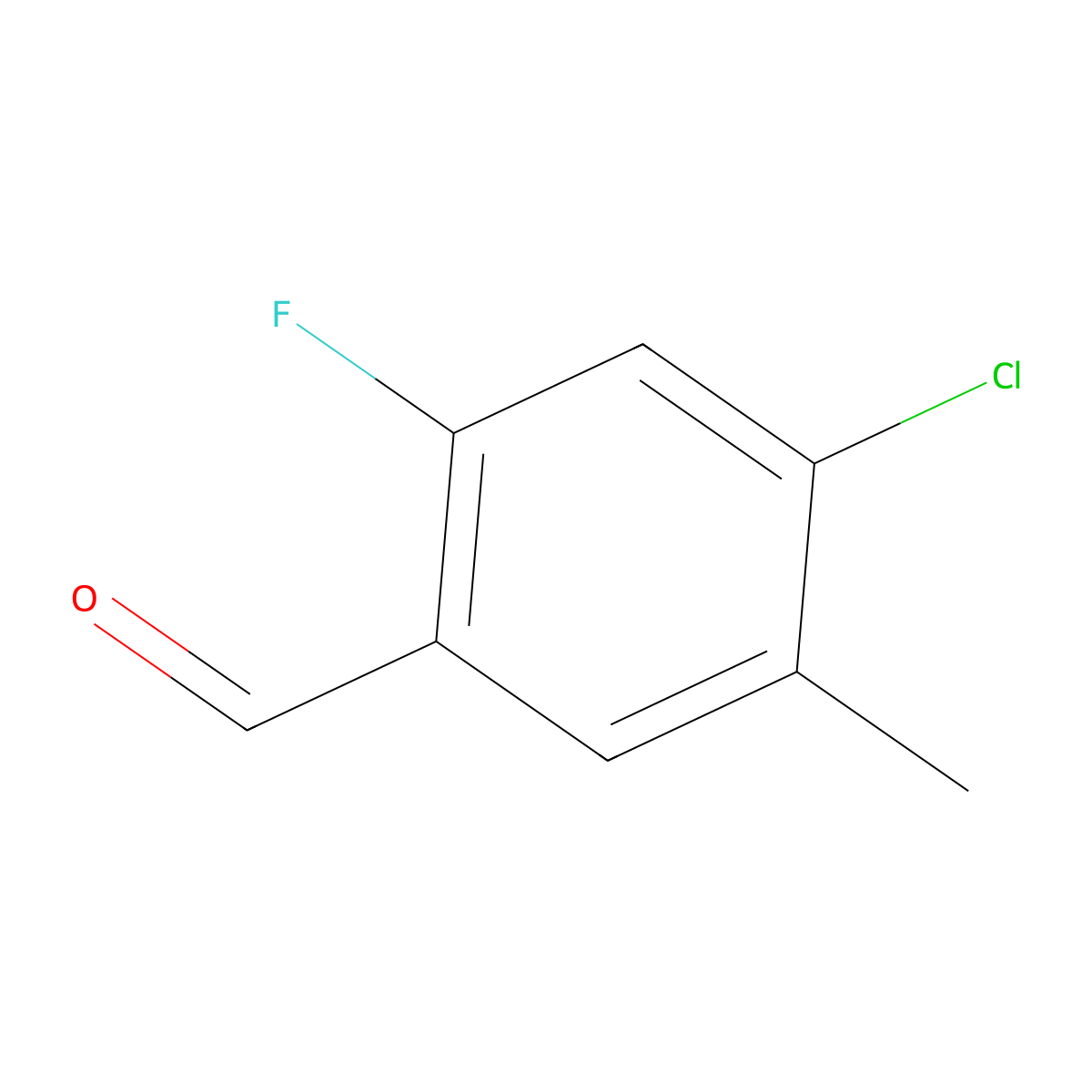 4-Chloro-2-fluoro-5-methylbenzaldehyde molecular structure, CAS 177211-30-2