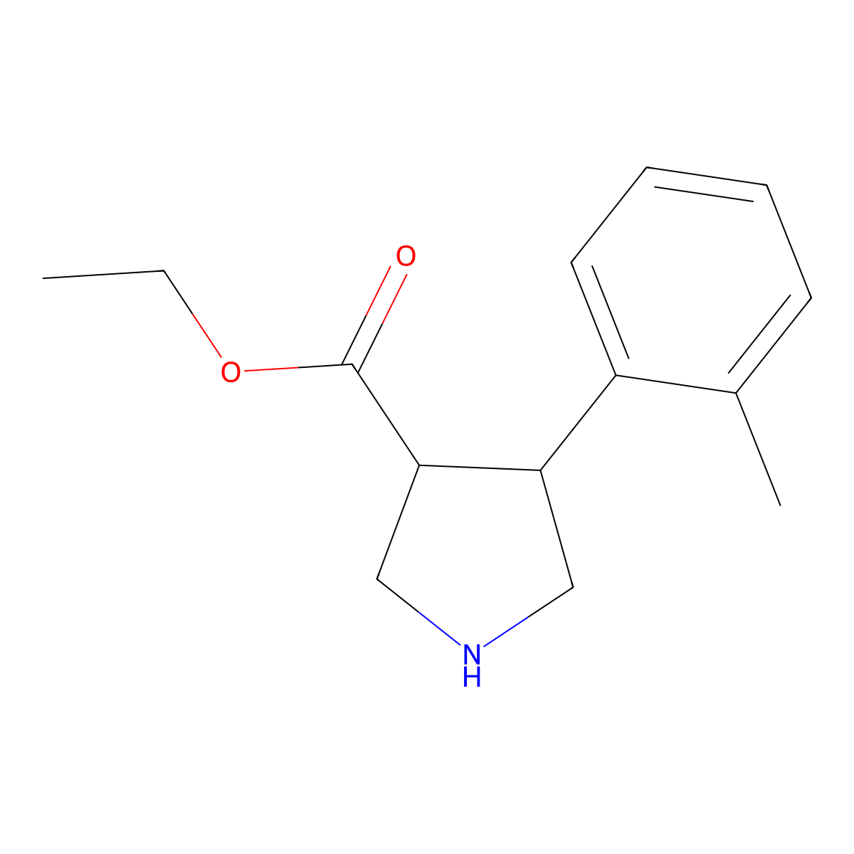 Ethyl 4-(2-methylphenyl)pyrrolidine-3-carboxylate molecular structure, CAS 1772254-23-5