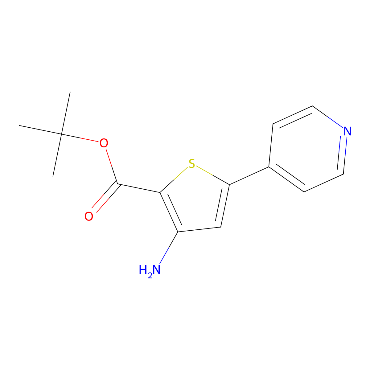 Tert-butyl 3-amino-5-(pyridin-4-yl)thiophene-2-carboxylate molecular structure, CAS 1772340-80-3