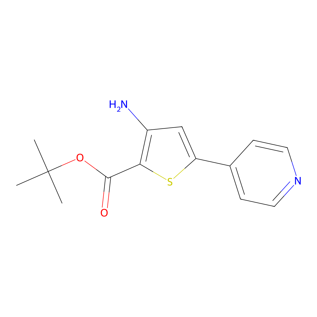 Tert-butyl 3-amino-5-(pyridin-4-yl)thiophene-2-carboxylate molecular structure, CAS 1772340-80-3