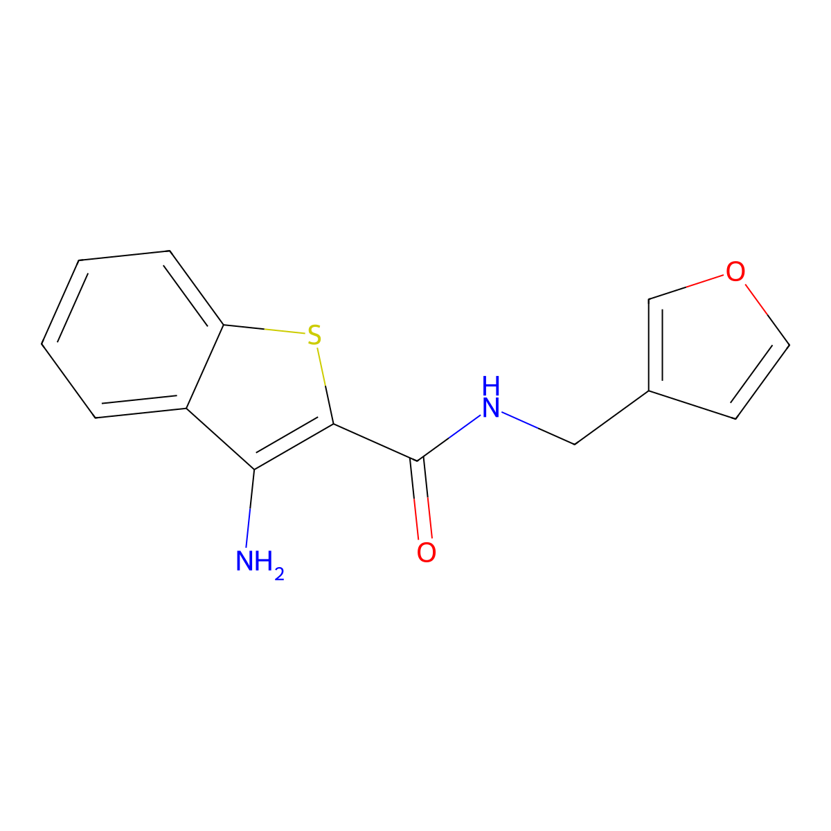 3-amino-N-[(furan-3-yl)methyl]-1-benzothiophene-2-carboxamide molecular structure, CAS 1772341-12-4