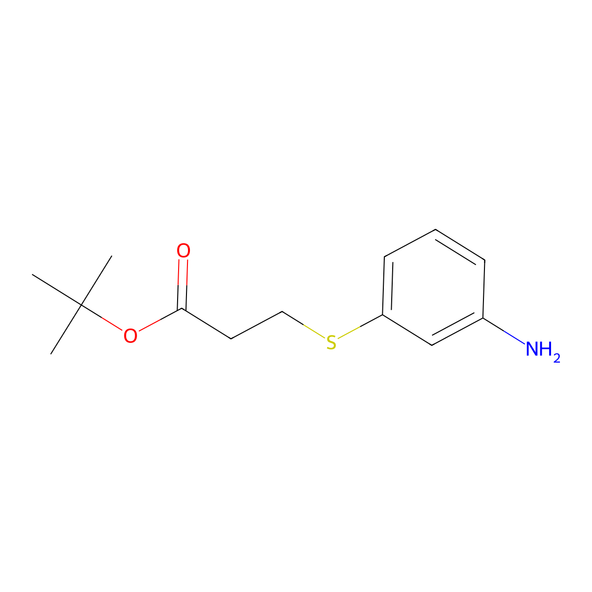Tert-butyl 3-[(3-aminophenyl)sulfanyl]propanoate molecular structure, CAS 1772475-15-6