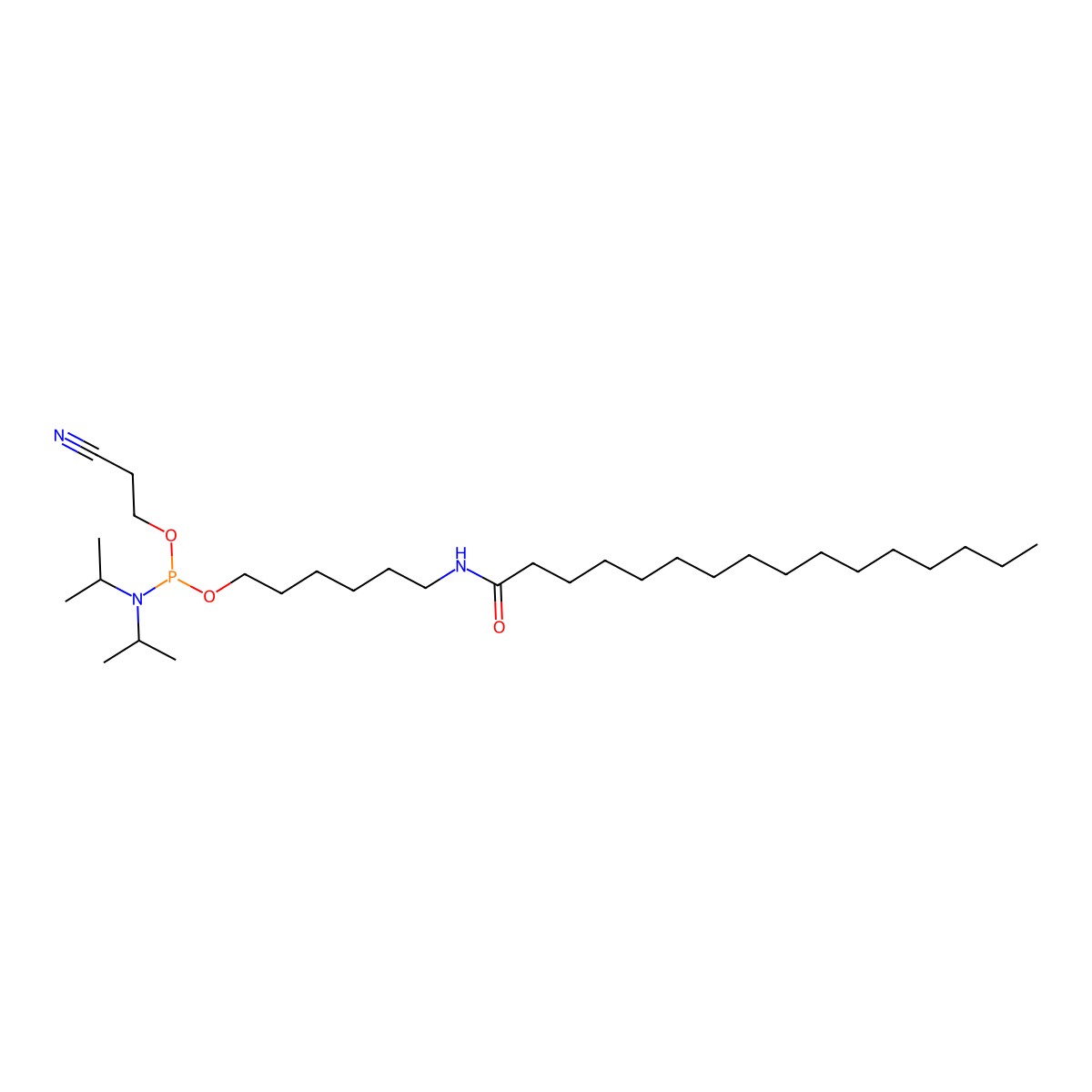 2-Cyanoethyl (6-palmitamidohexyl) diisopropylphosphoramidite molecular structure, CAS 1772522-18-5