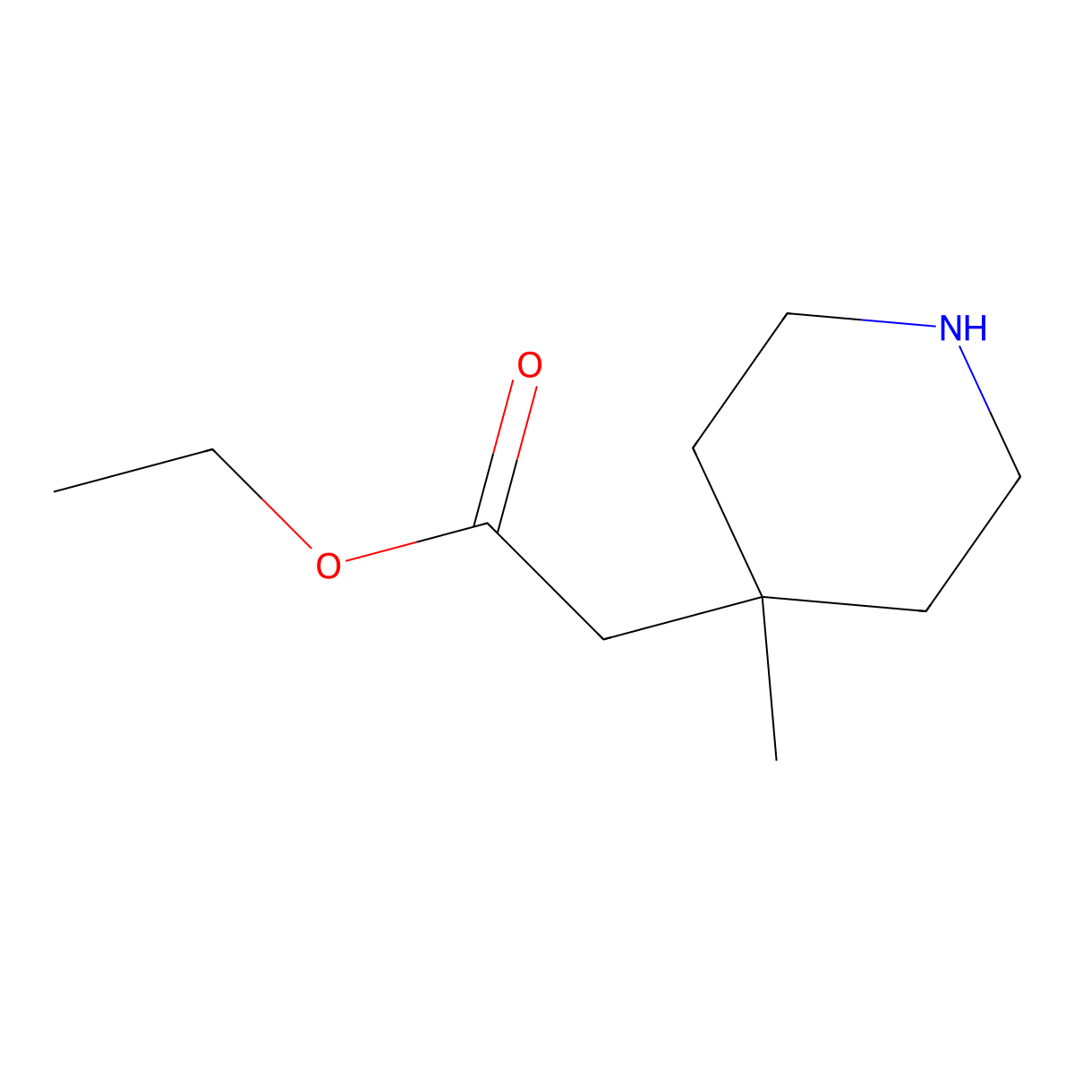 Ethyl 2-(4-methylpiperidin-4-yl)acetate molecular structure, CAS 1772585-29-1