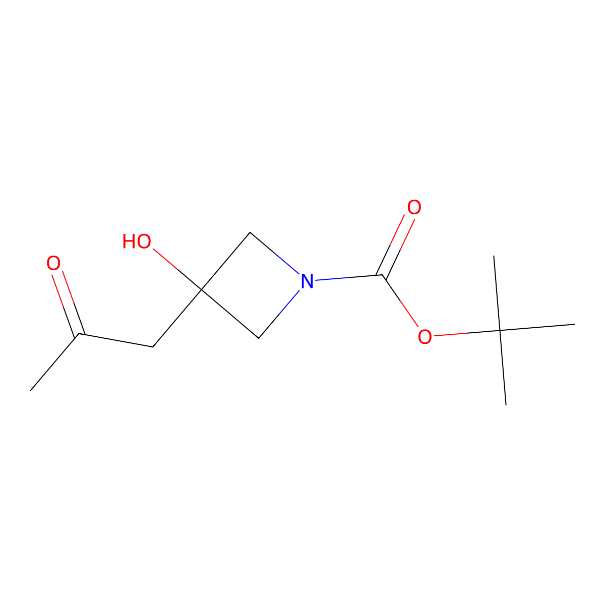 Tert-butyl 3-hydroxy-3-(2-oxopropyl)azetidine-1-carboxylate molecular structure, CAS 1772605-55-6