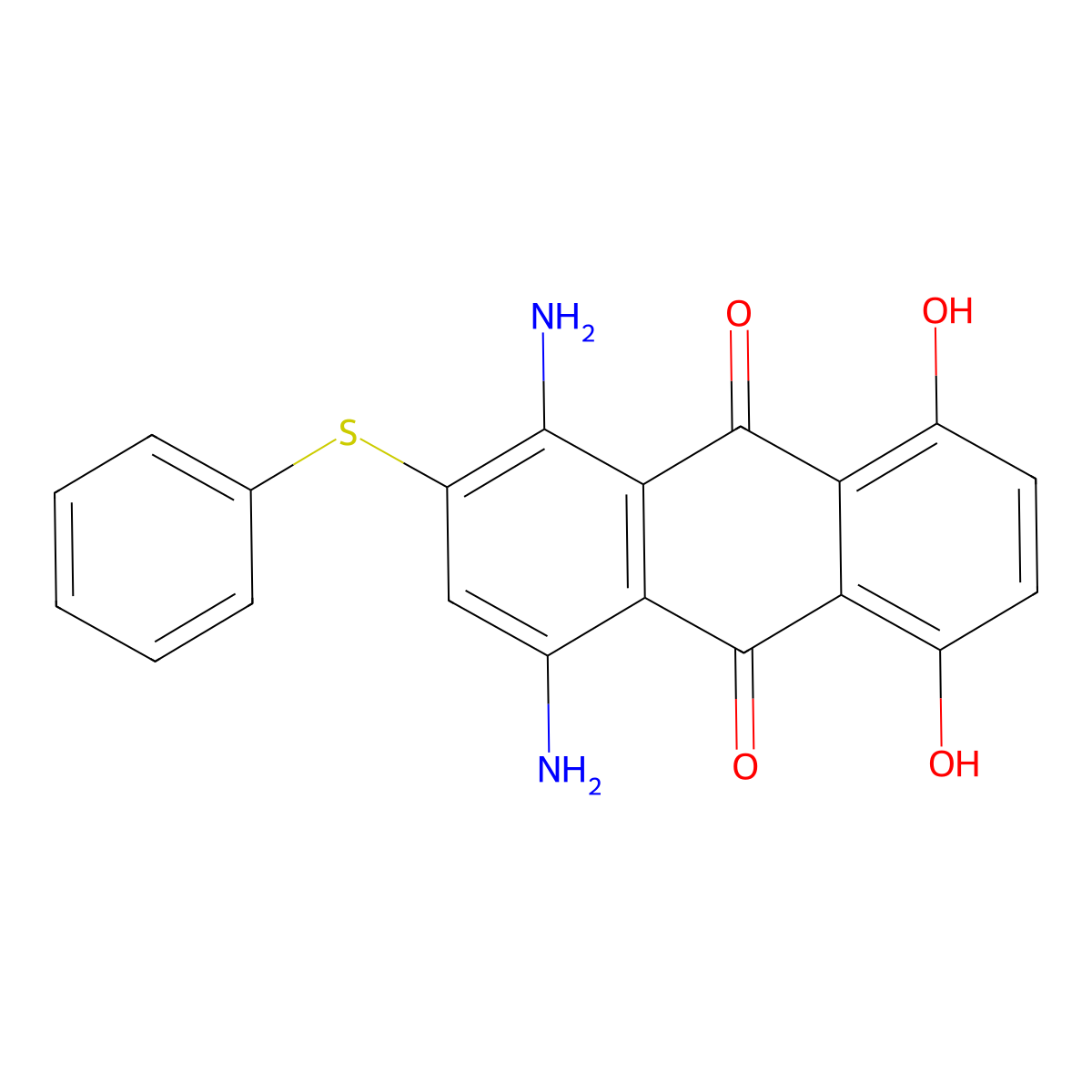 1,4-Diamino-5,8-dihydroxy-2-(phenylthio)anthraquinone molecular structure, CAS 17727-74-1