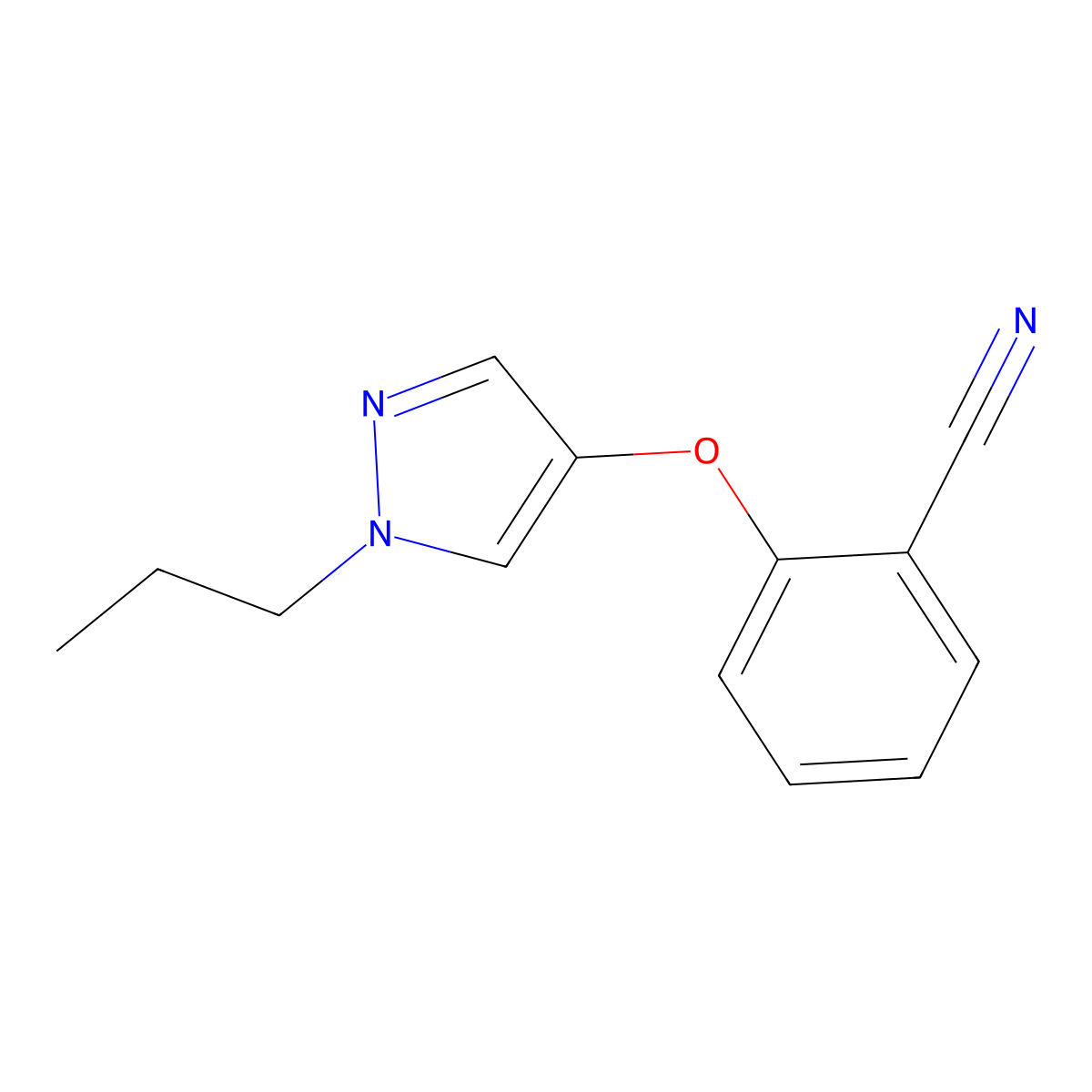 2-[(1-propyl-1H-pyrazol-4-yl)oxy]benzonitrile molecular structure, CAS 1772727-54-4