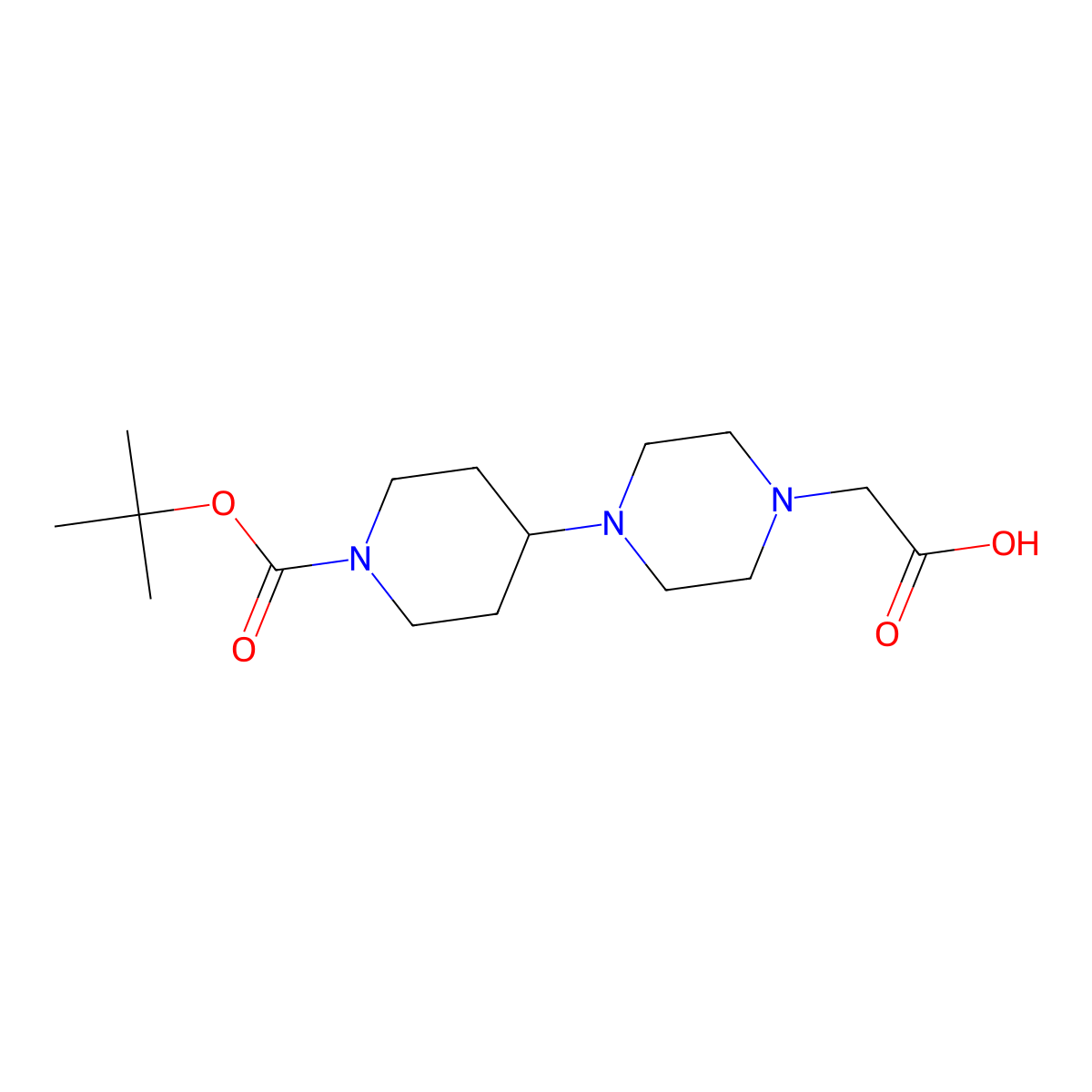2-(4-(1-[(Tert-butoxy)carbonyl]piperidin-4-yl)piperazin-1-yl)acetic acid molecular structure, CAS 177276-37-8