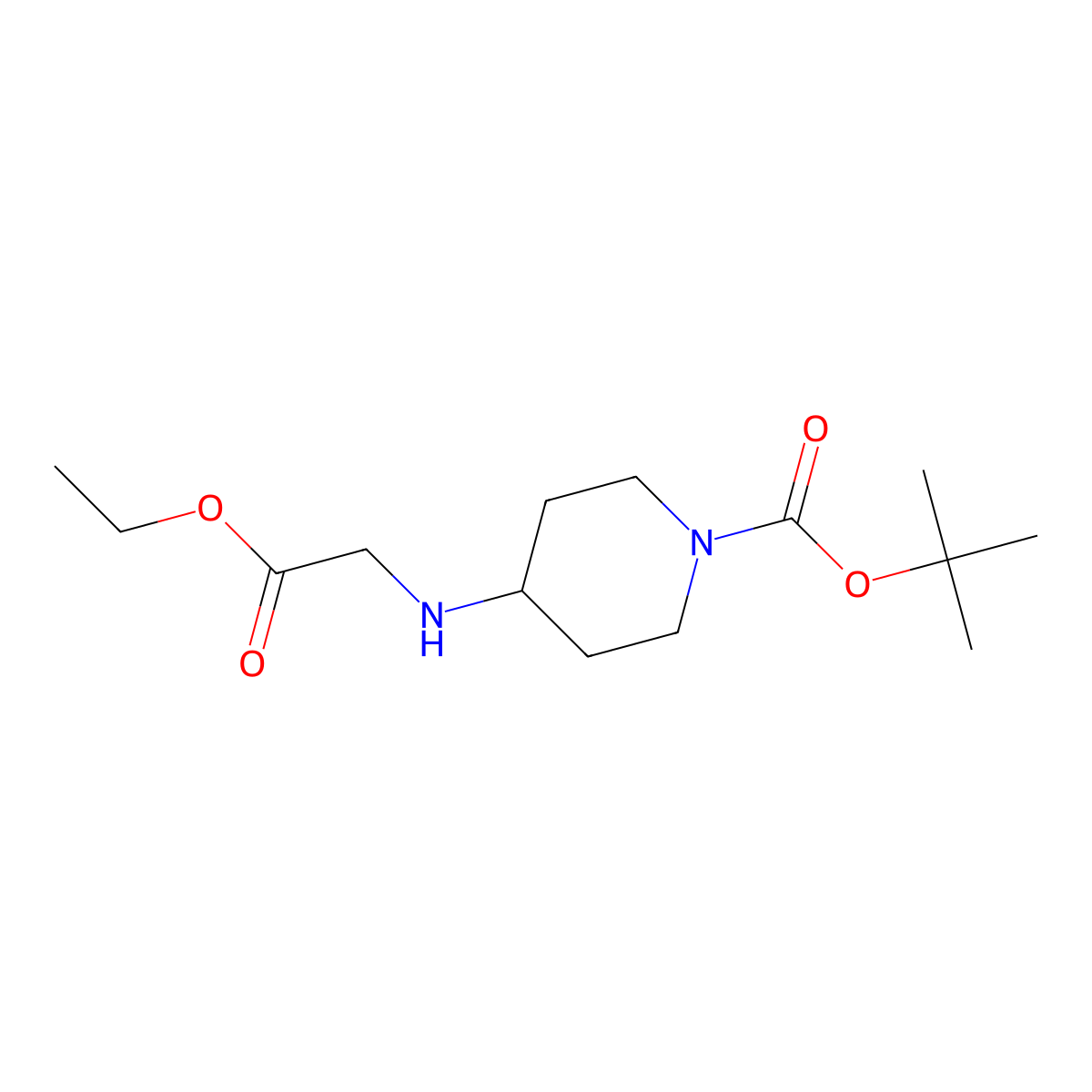 Tert-butyl 4-[(2-ethoxy-2-oxoethyl)amino]piperidine-1-carboxylate molecular structure, CAS 177276-49-2