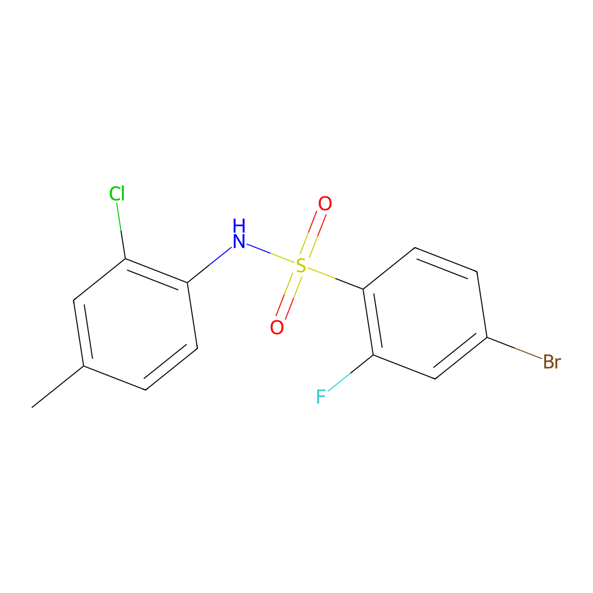 4-Bromo-N-(2-chloro-4-methylphenyl)-2-fluorobenzenesulfonamide molecular structure, CAS 1772774-30-7