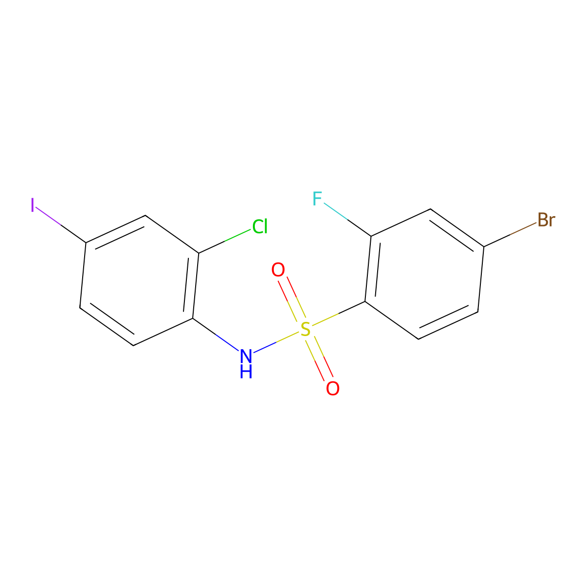 4-Bromo-N-(2-chloro-4-iodophenyl)-2-fluorobenzenesulfonamide molecular structure, CAS 1772774-60-3