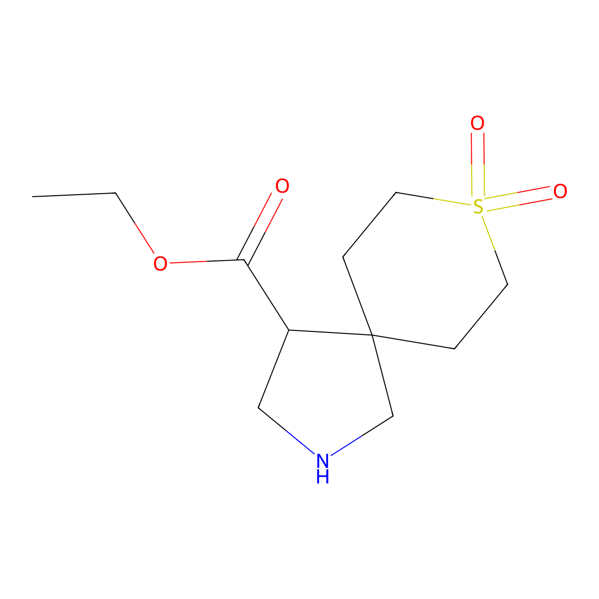 Ethyl 8,8-dioxo-8lambda6-thia-2-azaspiro[4.5]decane-4-carboxylate molecular structure, CAS 1772885-62-7