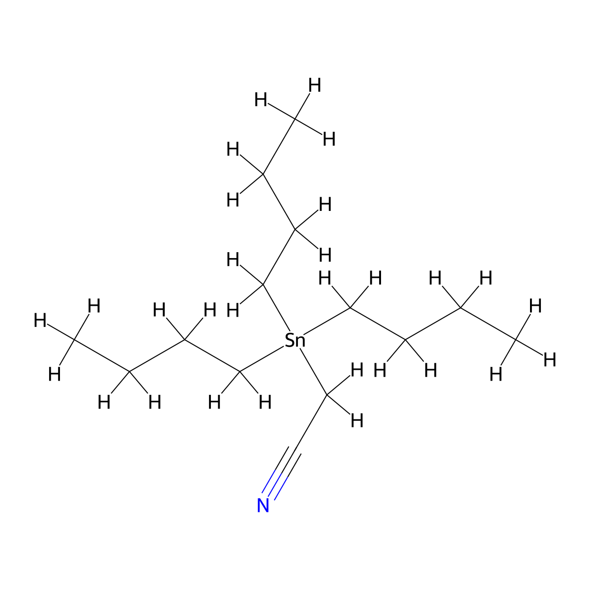 Tributyl(cyanomethyl)tin molecular structure, CAS 17729-59-8