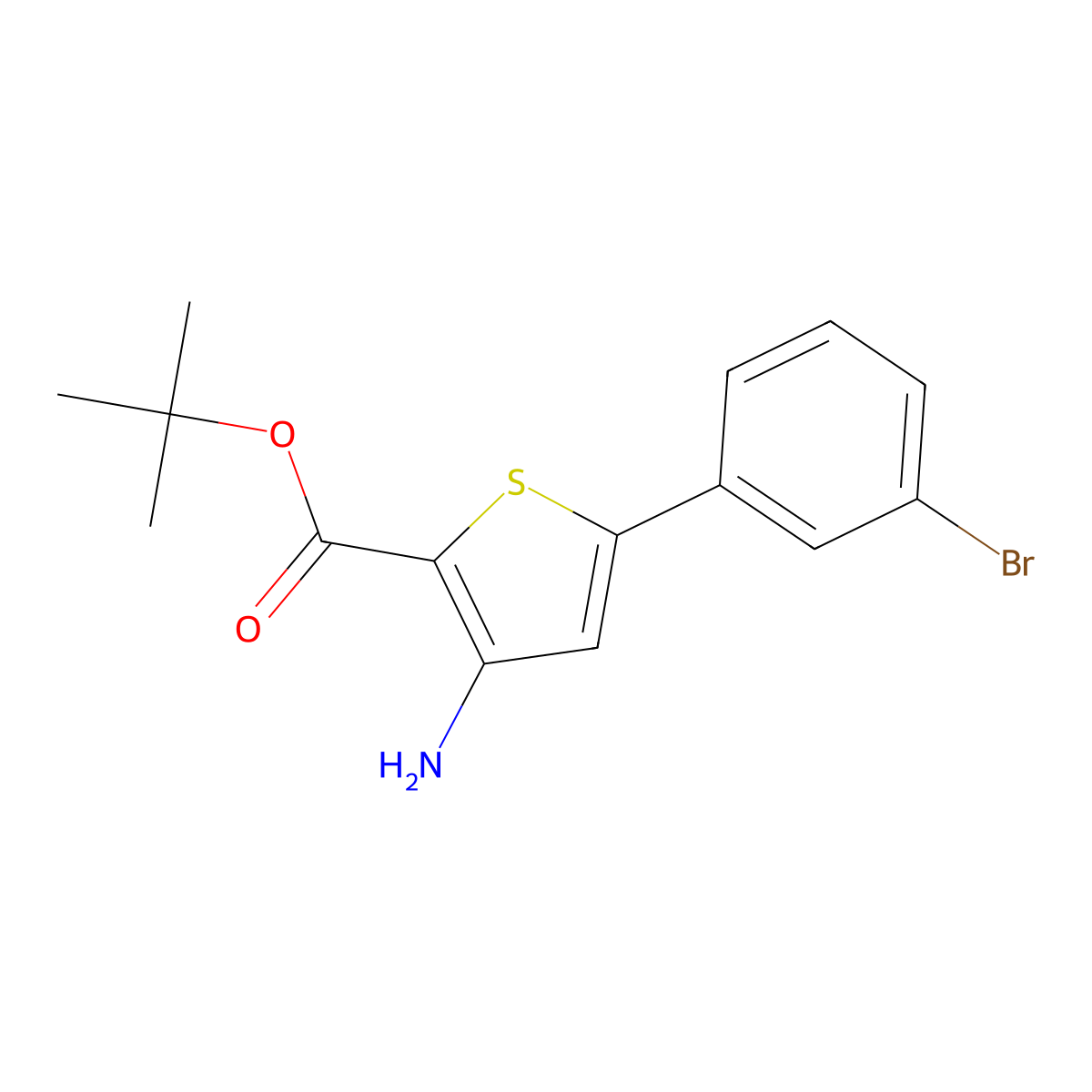 Tert-butyl 3-amino-5-(3-bromophenyl)thiophene-2-carboxylate molecular structure, CAS 1772953-11-3