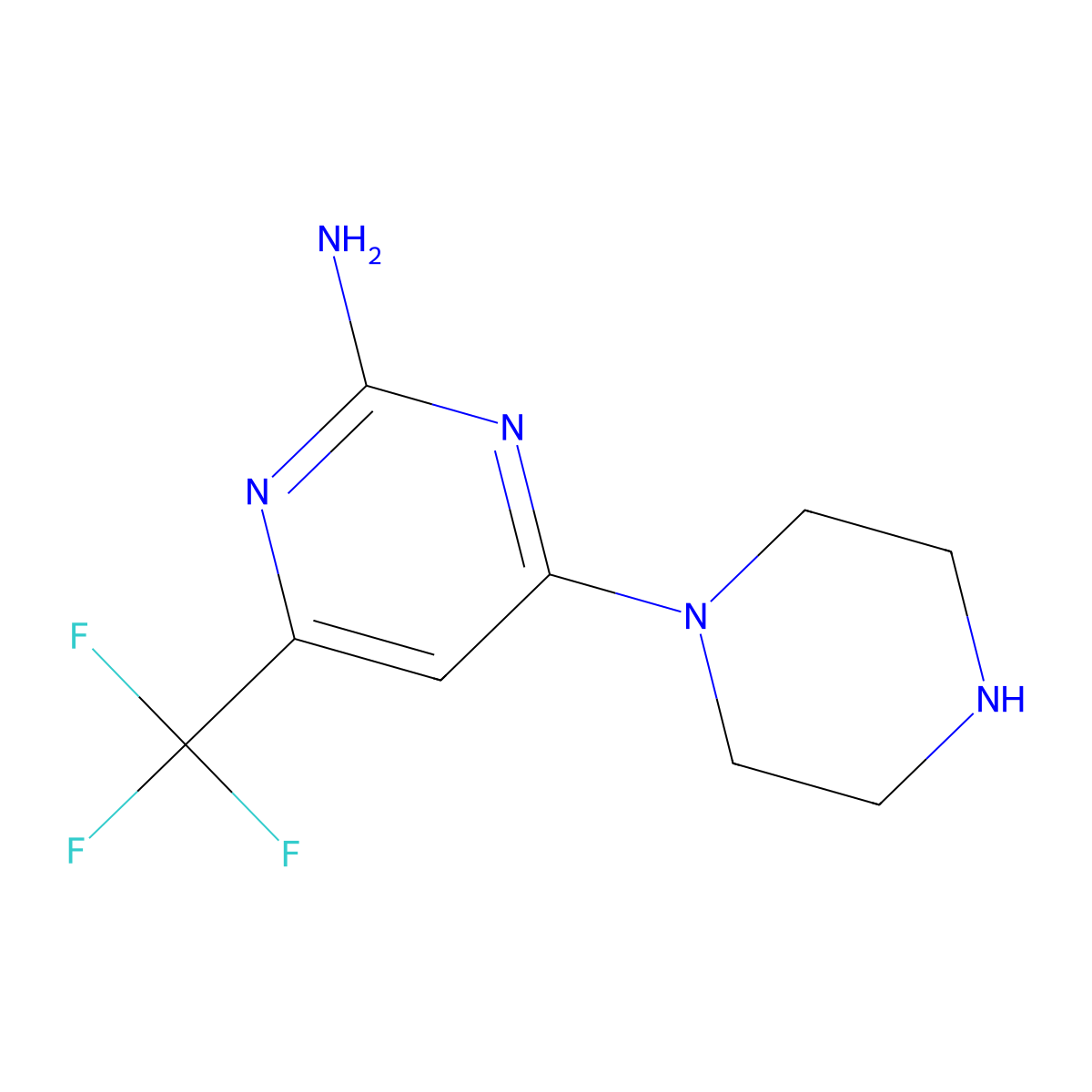 4-(Piperazin-1-yl)-6-(trifluoromethyl)pyrimidin-2-amine molecular structure, CAS 1773000-30-8