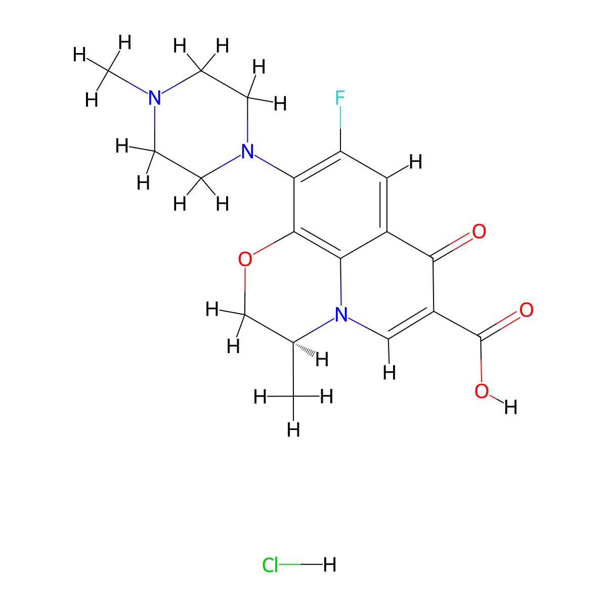 Levofloxacin hydrochloride molecular structure, CAS 177325-13-2