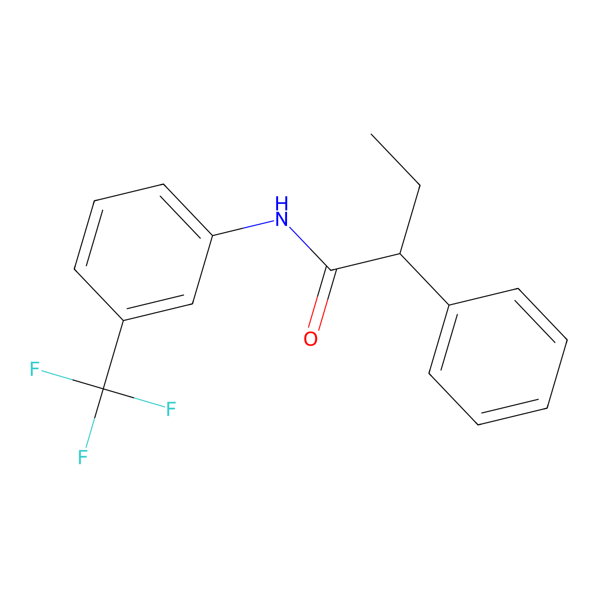 2-phenyl-N-[3-(trifluoromethyl)phenyl]butanamide molecular structure, CAS 17733-93-6