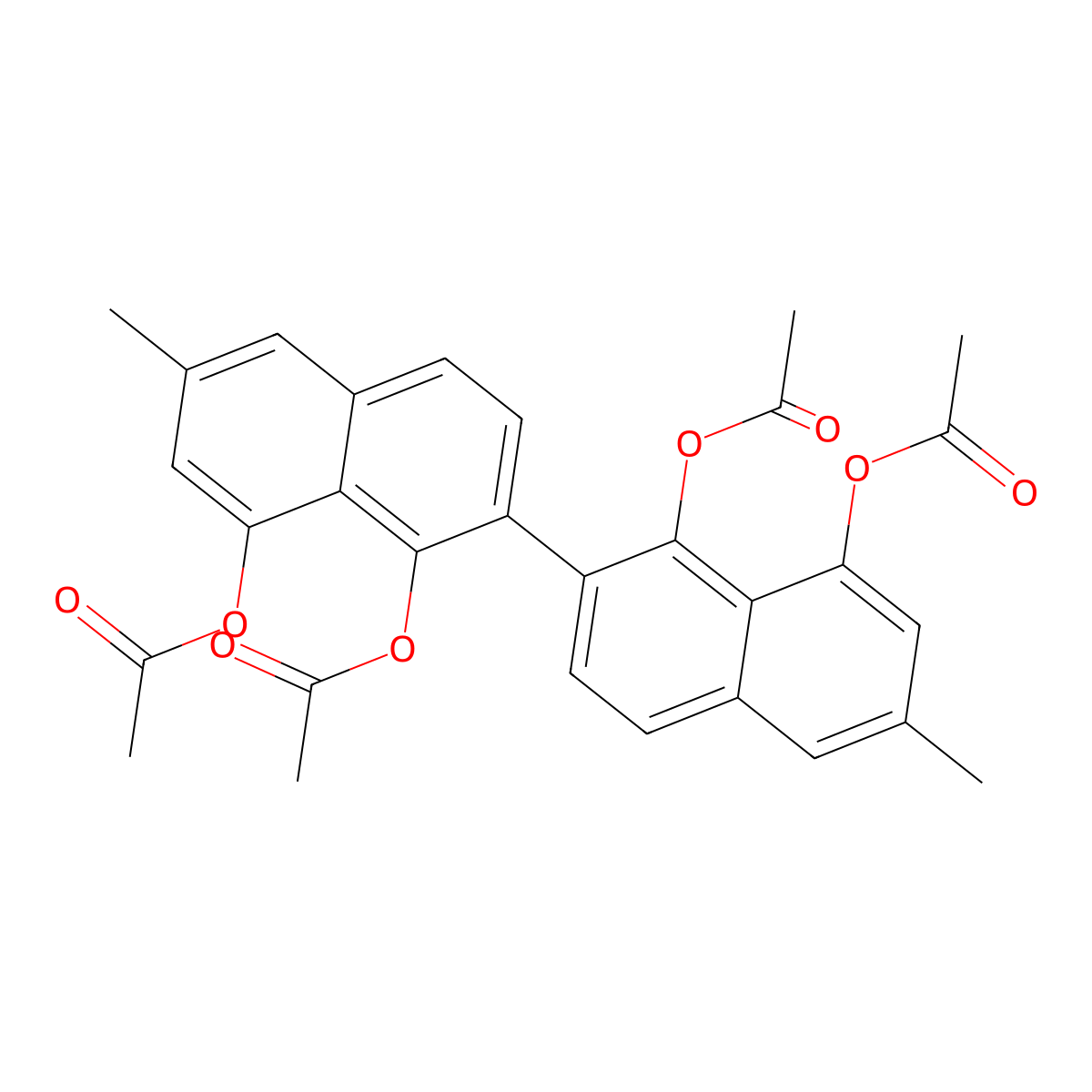 (2,2'-Binaphthalene)-1,1',8,8'-tetrol, 6,6'-dimethyl-, tetraacetate molecular structure, CAS 17734-91-7