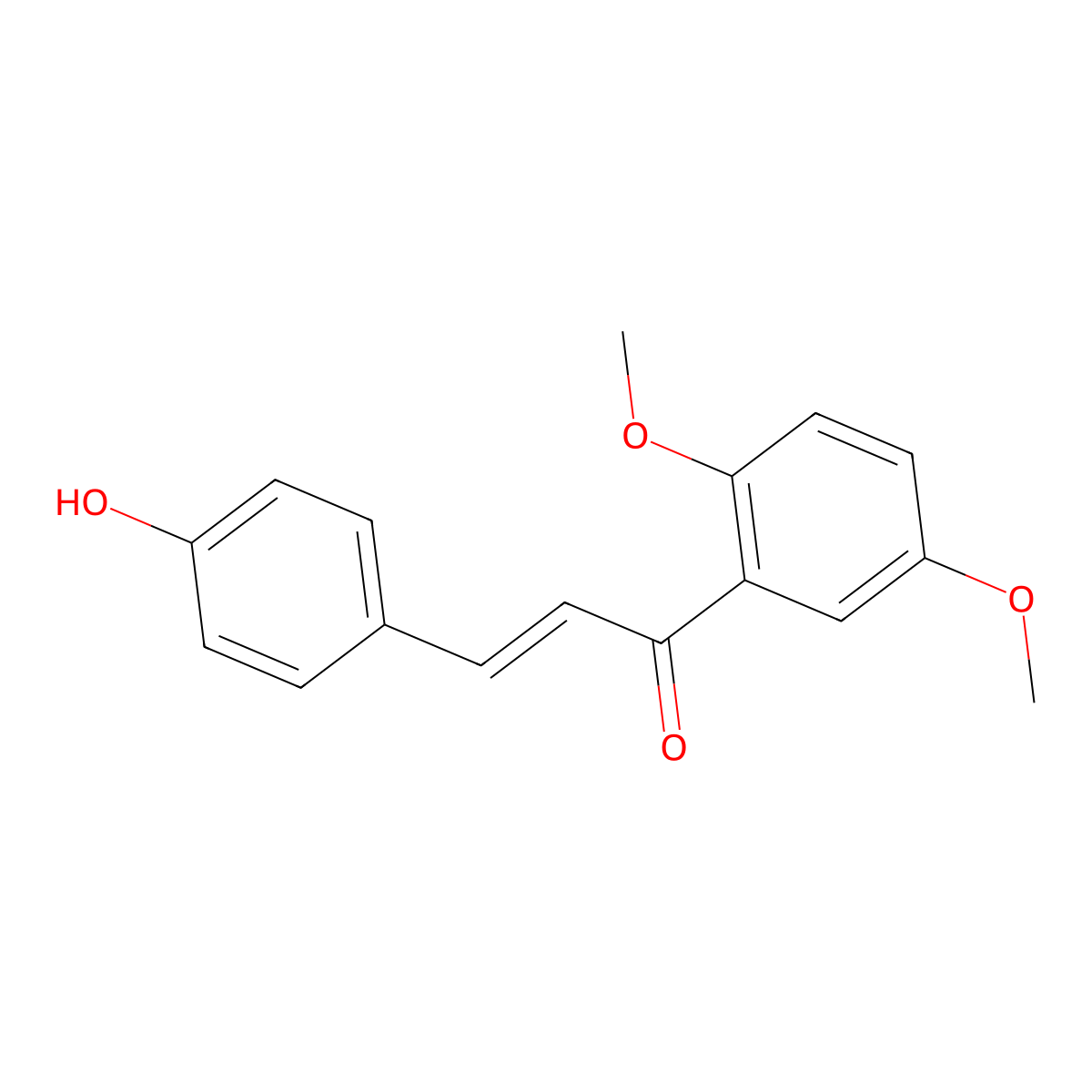 2-Propen-1-one, 1-(2,5-dimethoxyphenyl)-3-(4-hydroxyphenyl)-, (2E)- molecular structure, CAS 177344-59-1
