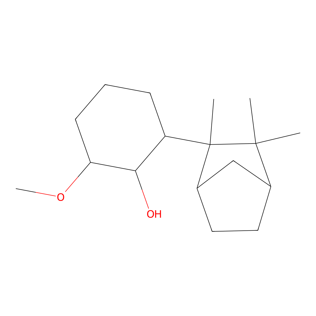 Cyclohexanol, 2-methoxy-6-(2,3,3-trimethylbicyclo(2.2.1)hept-2-yl)- molecular structure, CAS 17735-99-8