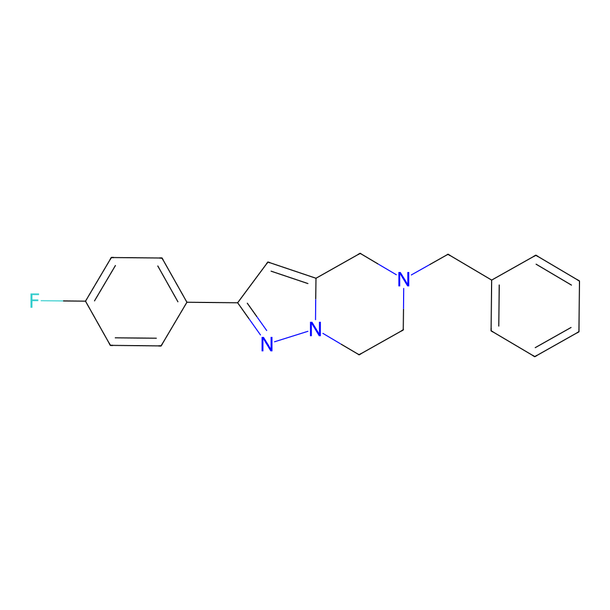 5-Benzyl-2-(4-fluorophenyl)-4,5,6,7-tetrahydropyrazolo[1,5-a]pyrazine molecular structure, CAS 1773507-34-8