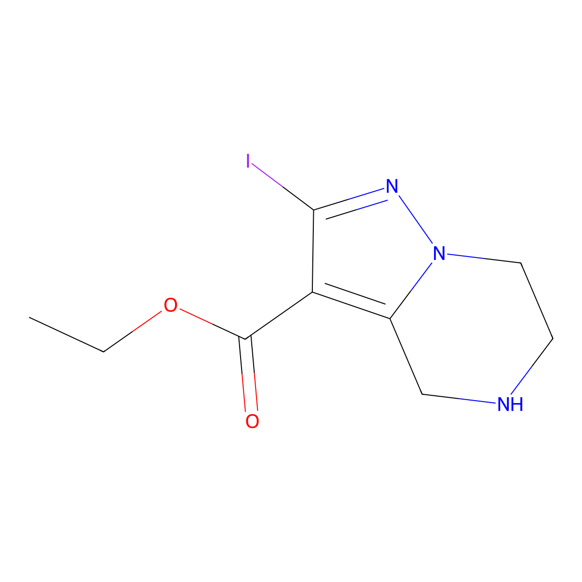 Ethyl 2-iodo-4,5,6,7-tetrahydropyrazolo[1,5-a]pyrazine-3-carboxylate molecular structure, CAS 1773507-50-8