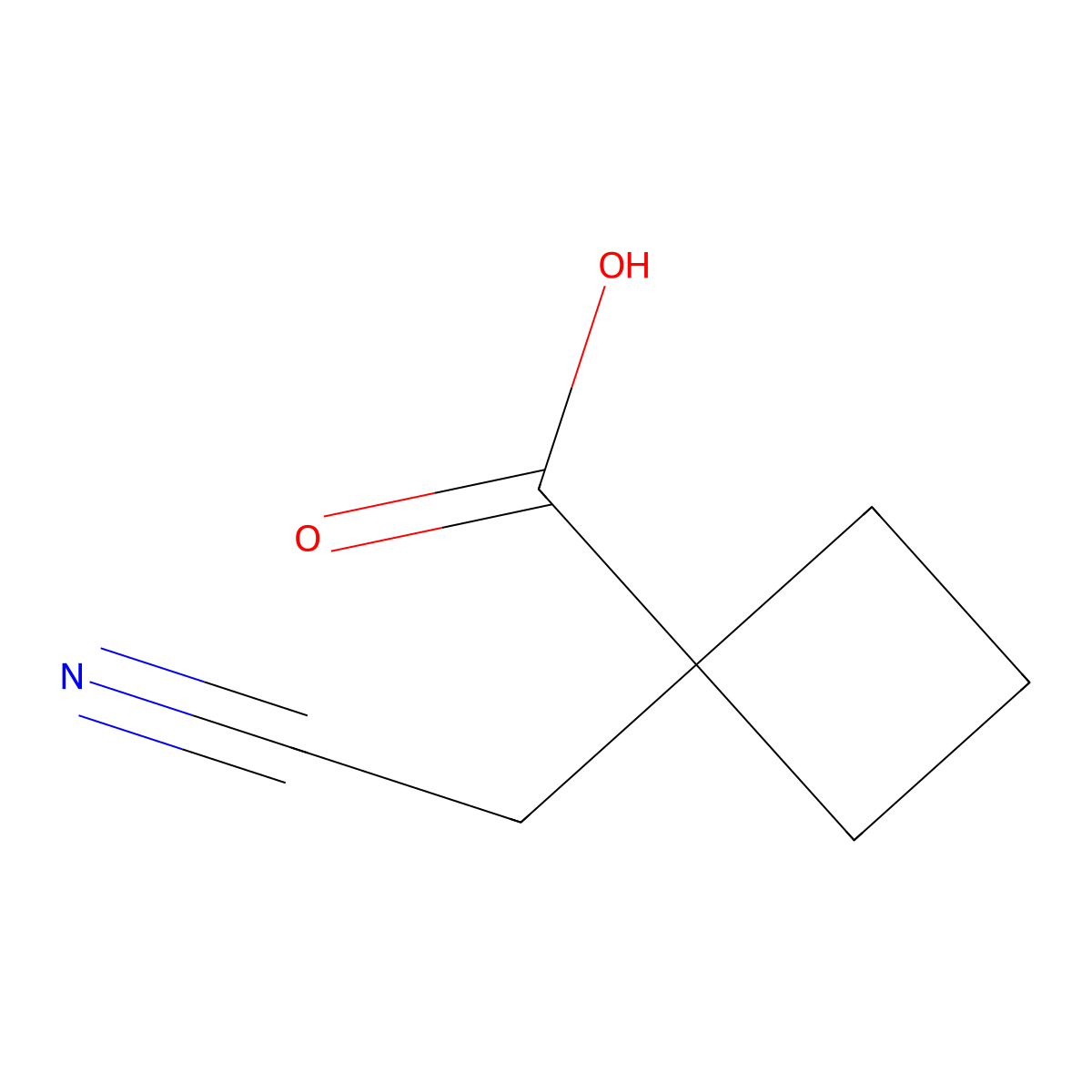 1-(Cyanomethyl)cyclobutane-1-carboxylic acid molecular structure, CAS 1773507-80-4