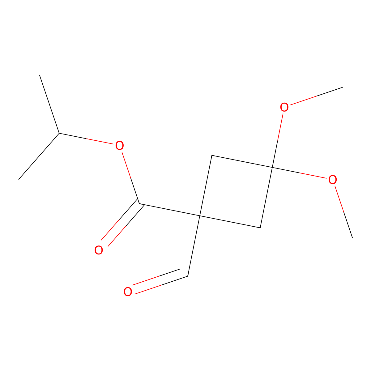 Isopropyl 1-formyl-3,3-dimethoxycyclobutanecarboxylate molecular structure, CAS 1773508-50-1