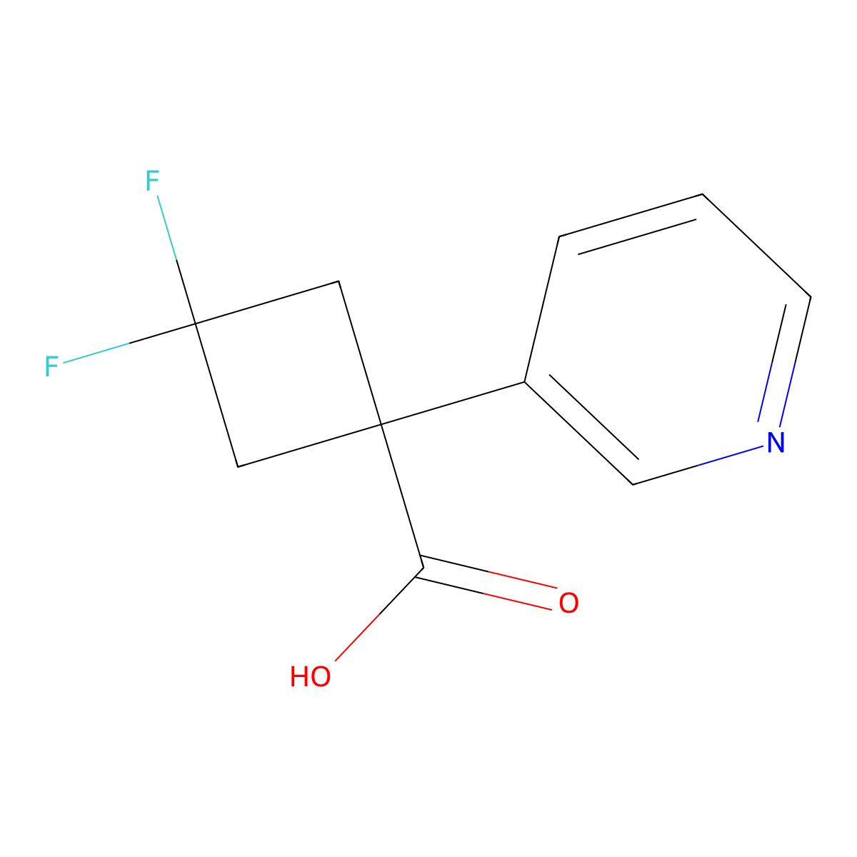3,3-Difluoro-1-(pyridin-3-yl)cyclobutane-1-carboxylic acid molecular structure, CAS 1773508-70-5