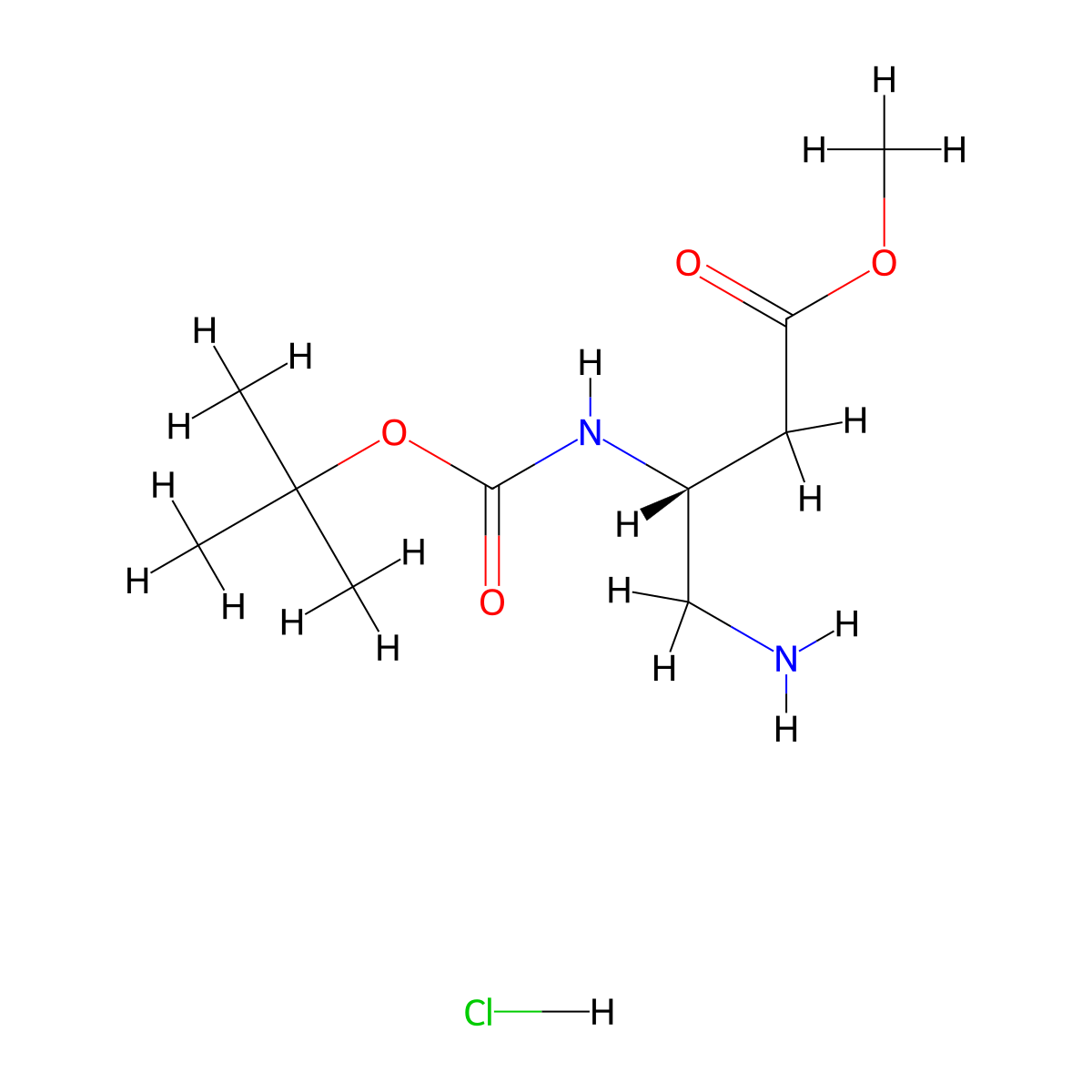 methyl (3R)-4-amino-3-{[(tert-butoxy)carbonyl]amino}butanoate hydrochloride molecular structure, CAS 1773518-48-1