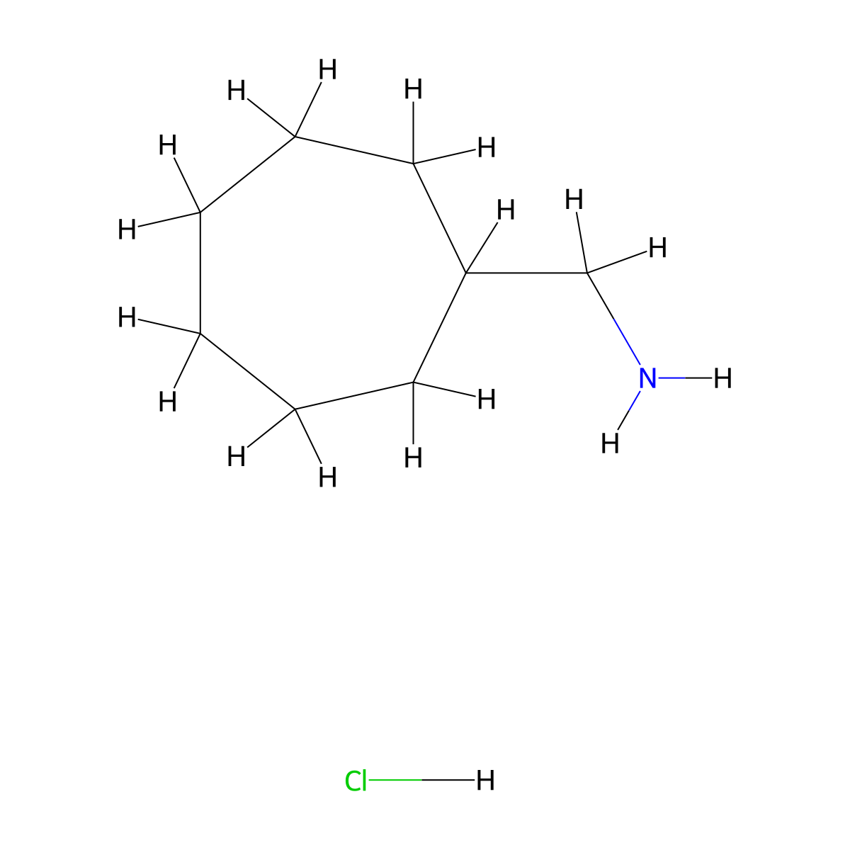 Cycloheptylmethanamine hydrochloride molecular structure, CAS 177352-26-0