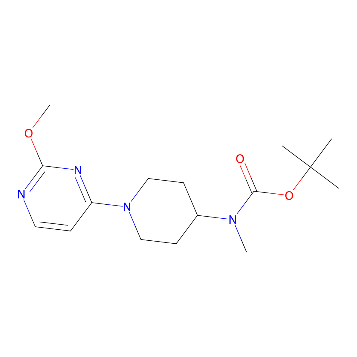Tert-butyl (1-(2-methoxypyrimidin-4-yl)piperidin-4-yl)(methyl)carbamate molecular structure, CAS 1773538-38-7