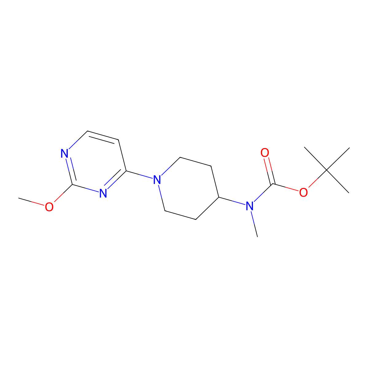 Tert-butyl (1-(2-methoxypyrimidin-4-yl)piperidin-4-yl)(methyl)carbamate molecular structure, CAS 1773538-38-7