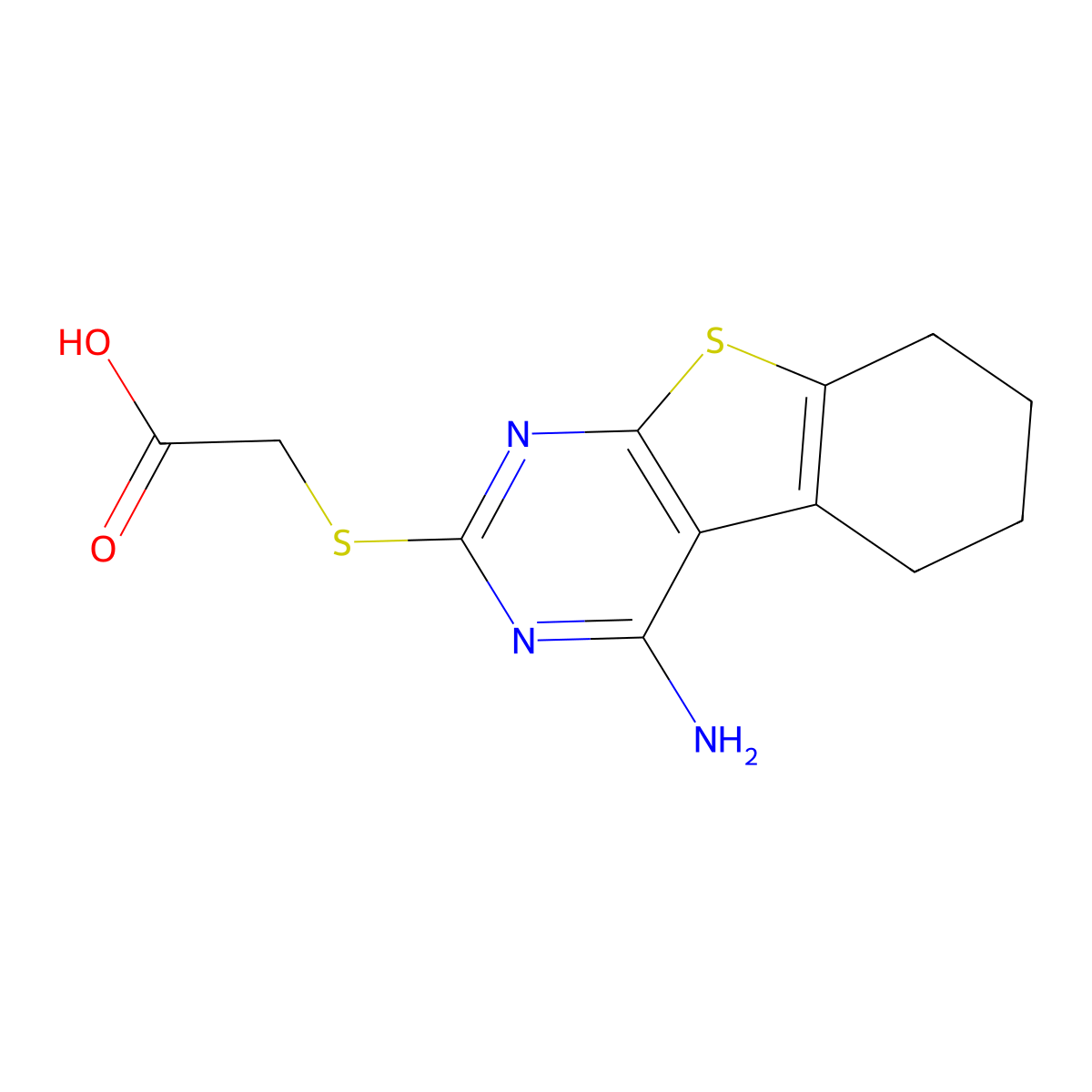 [(4-Amino-5,6,7,8-tetrahydro[1]benzothieno[2,3-d]pyrimidin-2-yl)sulfanyl]acetic acid molecular structure, CAS 177355-94-1