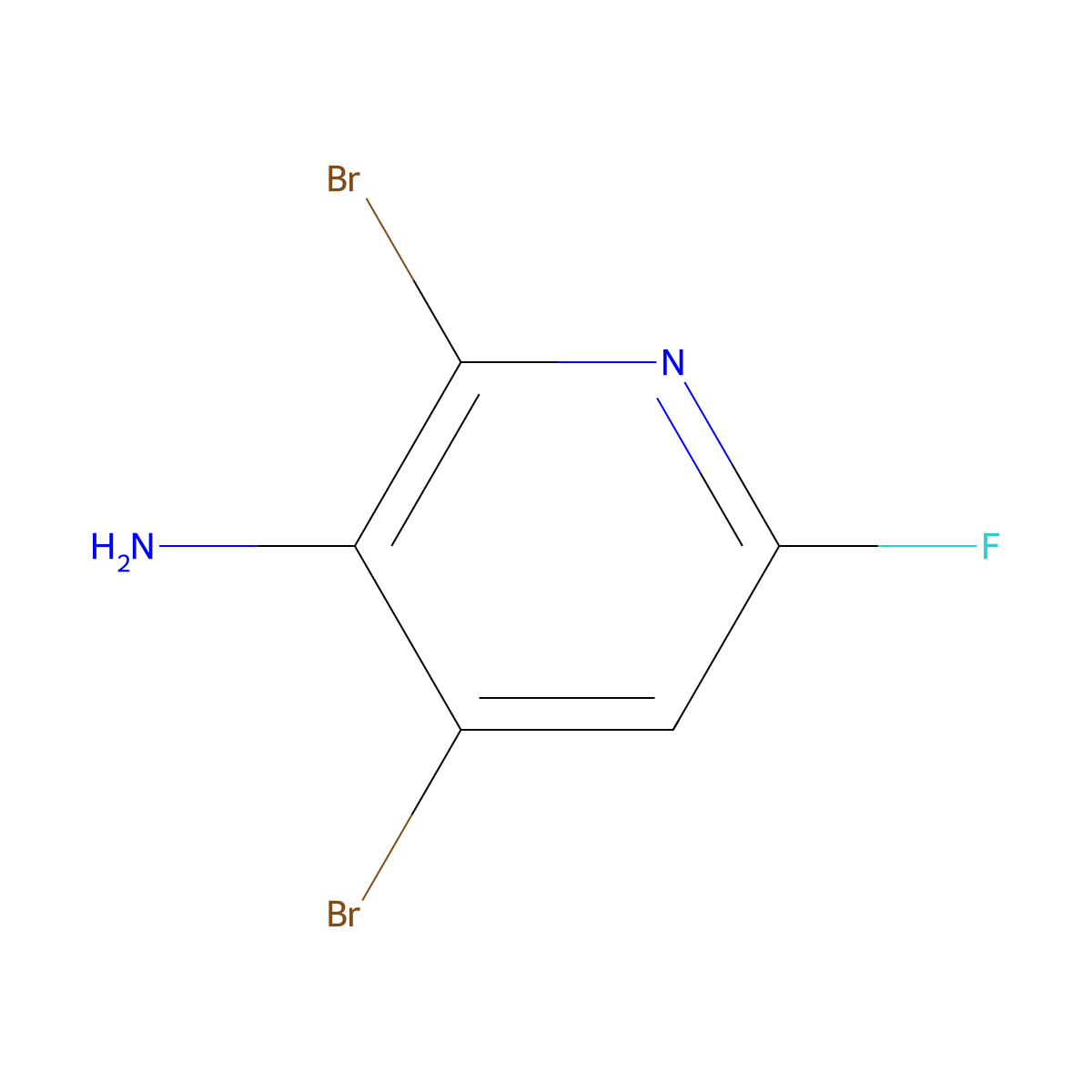 2,4-Dibromo-6-fluoropyridin-3-amine molecular structure, CAS 1773562-77-8