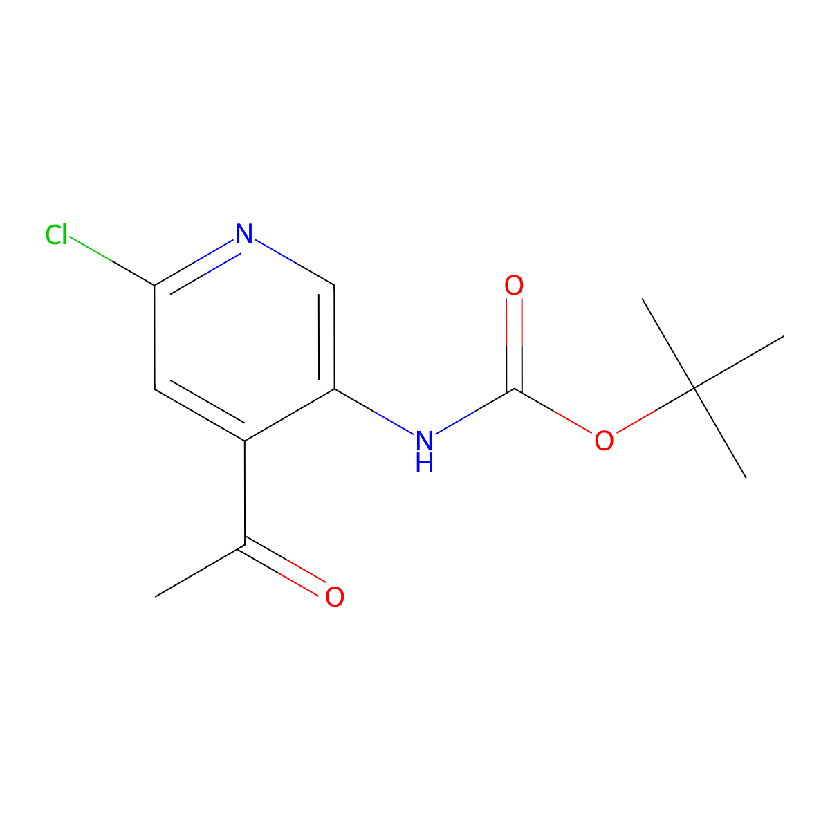 tert-butyl N-(4-acetyl-6-chloro-3-pyridyl)carbamate molecular structure, CAS 1773562-95-0