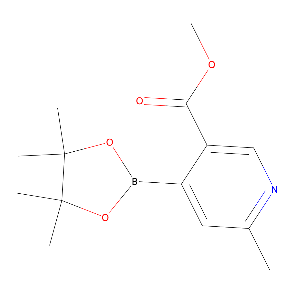 Methyl 6-methyl-4-(4,4,5,5-tetramethyl-1,3,2-dioxaborolan-2-yl)nicotinate molecular structure, CAS 1773563-26-0