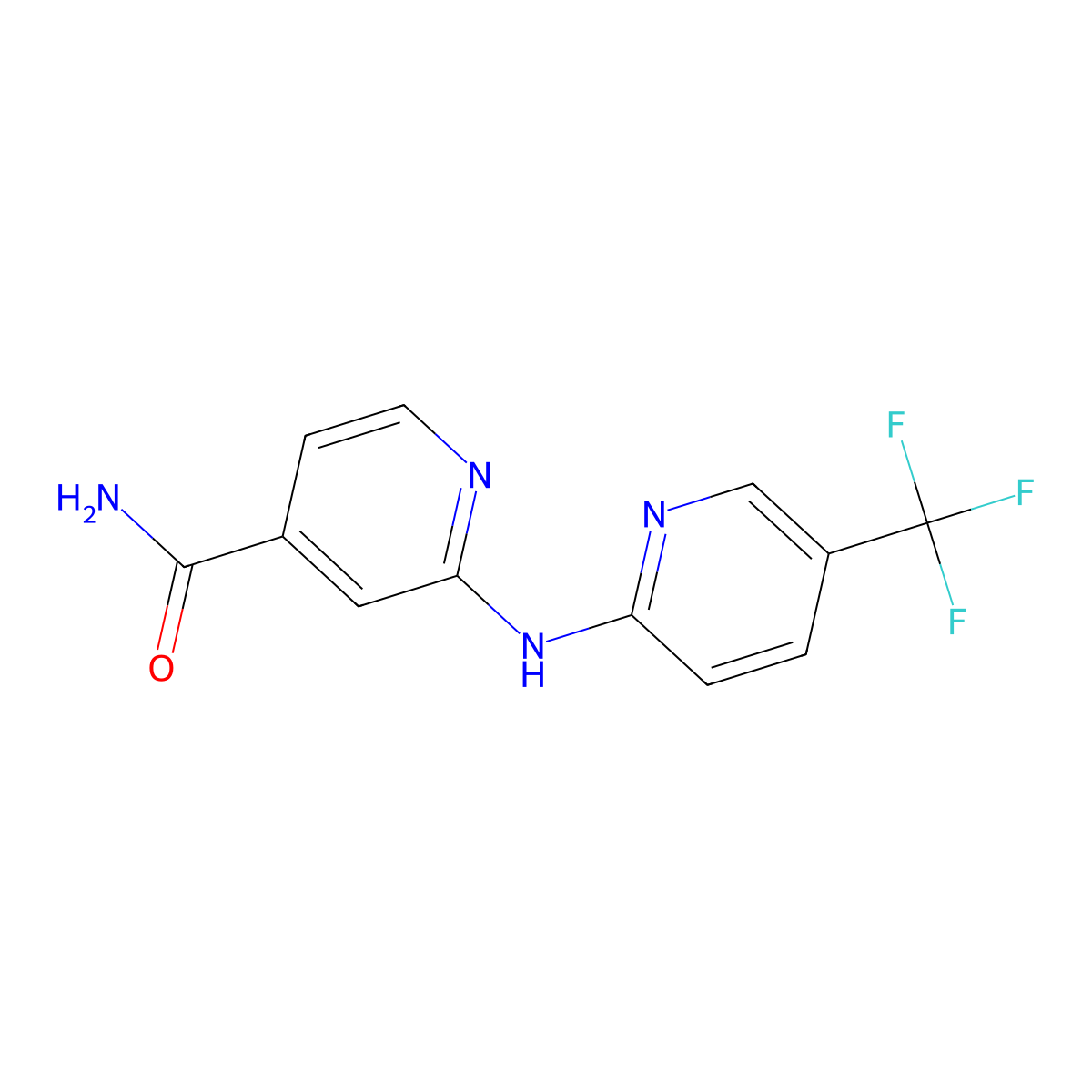 2-((5-(Trifluoromethyl)pyridin-2-yl)amino)isonicotinamide molecular structure, CAS 1773563-32-8