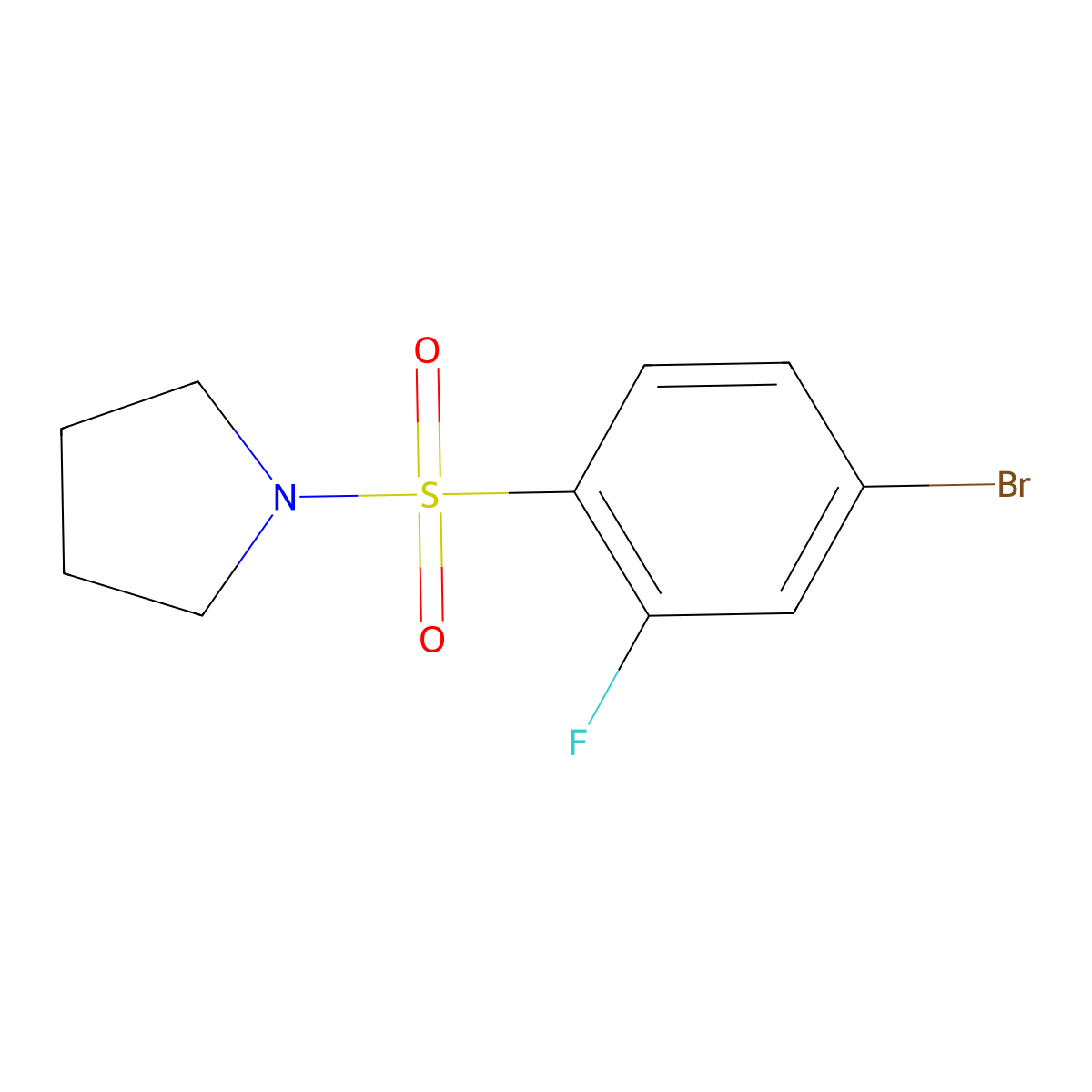 1-((4-Bromo-2-fluorophenyl)sulfonyl)pyrrolidine molecular structure, CAS 1773566-71-4